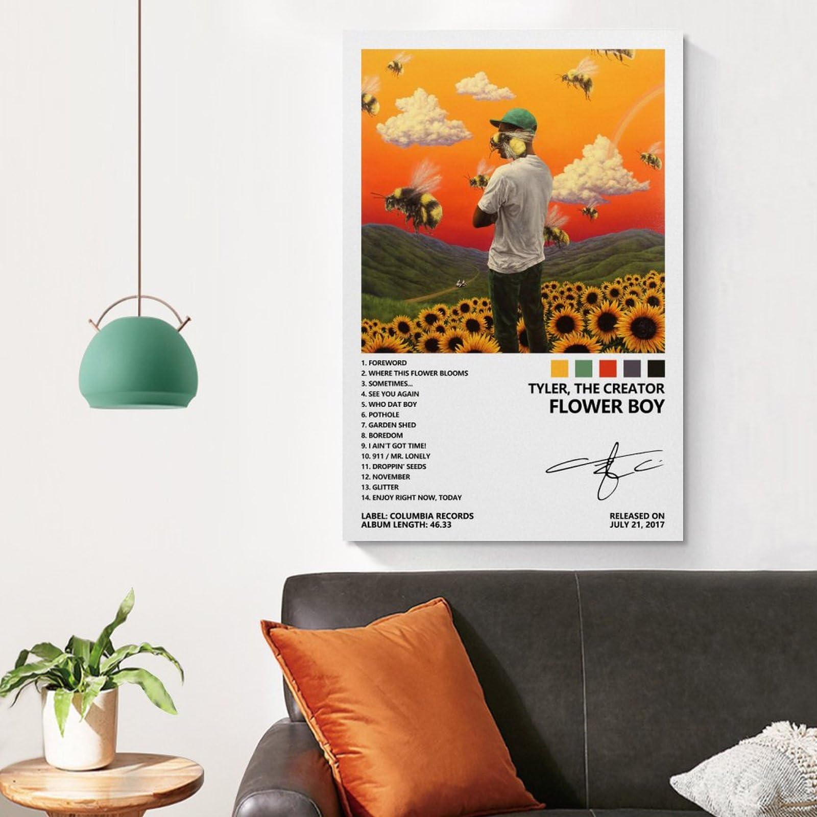 Tyler Poster The Creator Flower Boy Album Cover Poster für Zimmer, ästhetische Leinwand, Wandkunst, Schlafzimmer-Dekoration, 40 x 60 cm