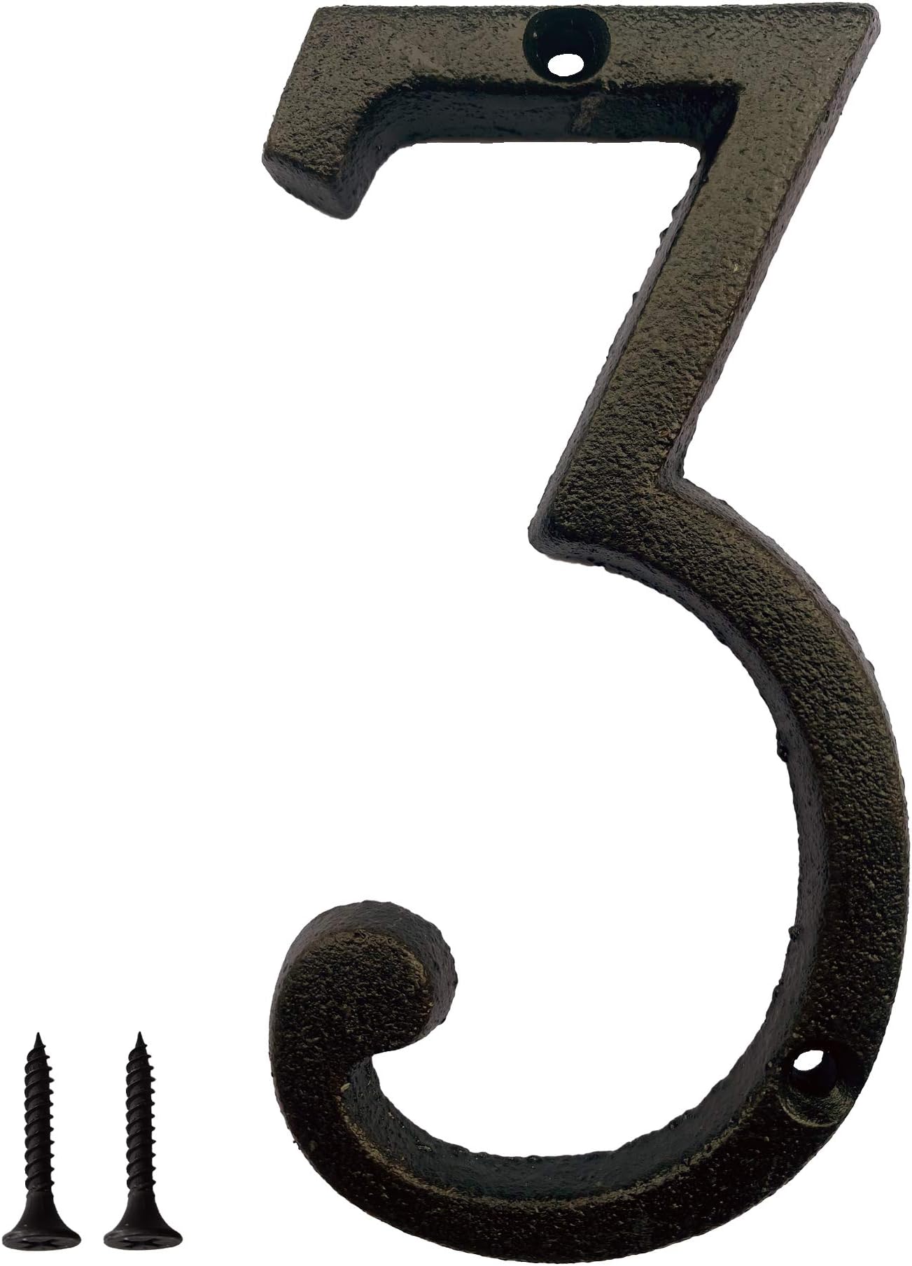 TripDock 5.5 Inch House Number, Metal Address Number, Decoration Door, Street, Mailbox, Home, Easy to Install, Black Brown (Number 3)