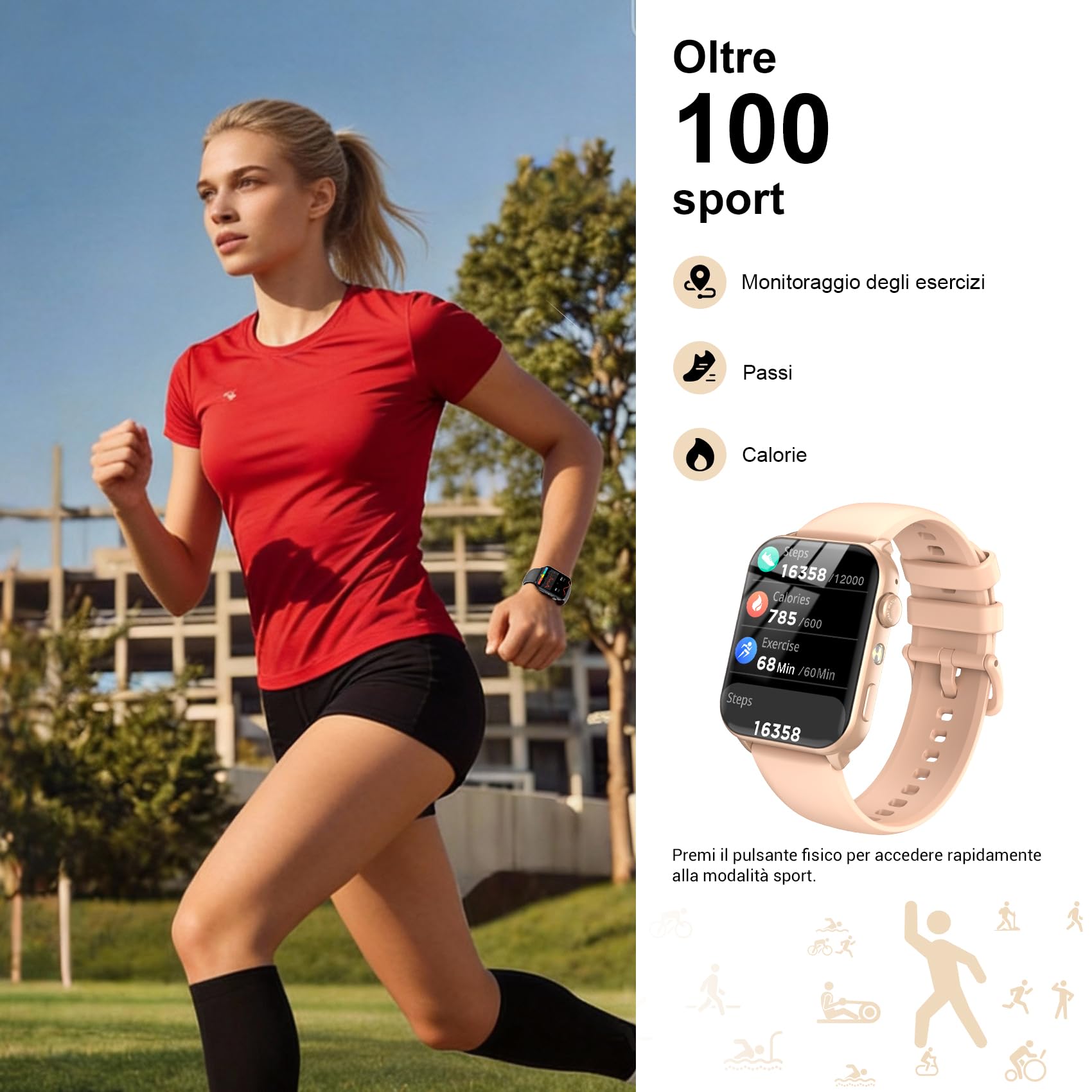 Smartwatch Donna, Orologio Smartwatch Intelligente con LED Torcia, Effettua/Risposta Chiamate, DIY Quadranti, 2 Cinturini, Contapassi, Monitor Sonno, Smart Watch Impermeabile IP68