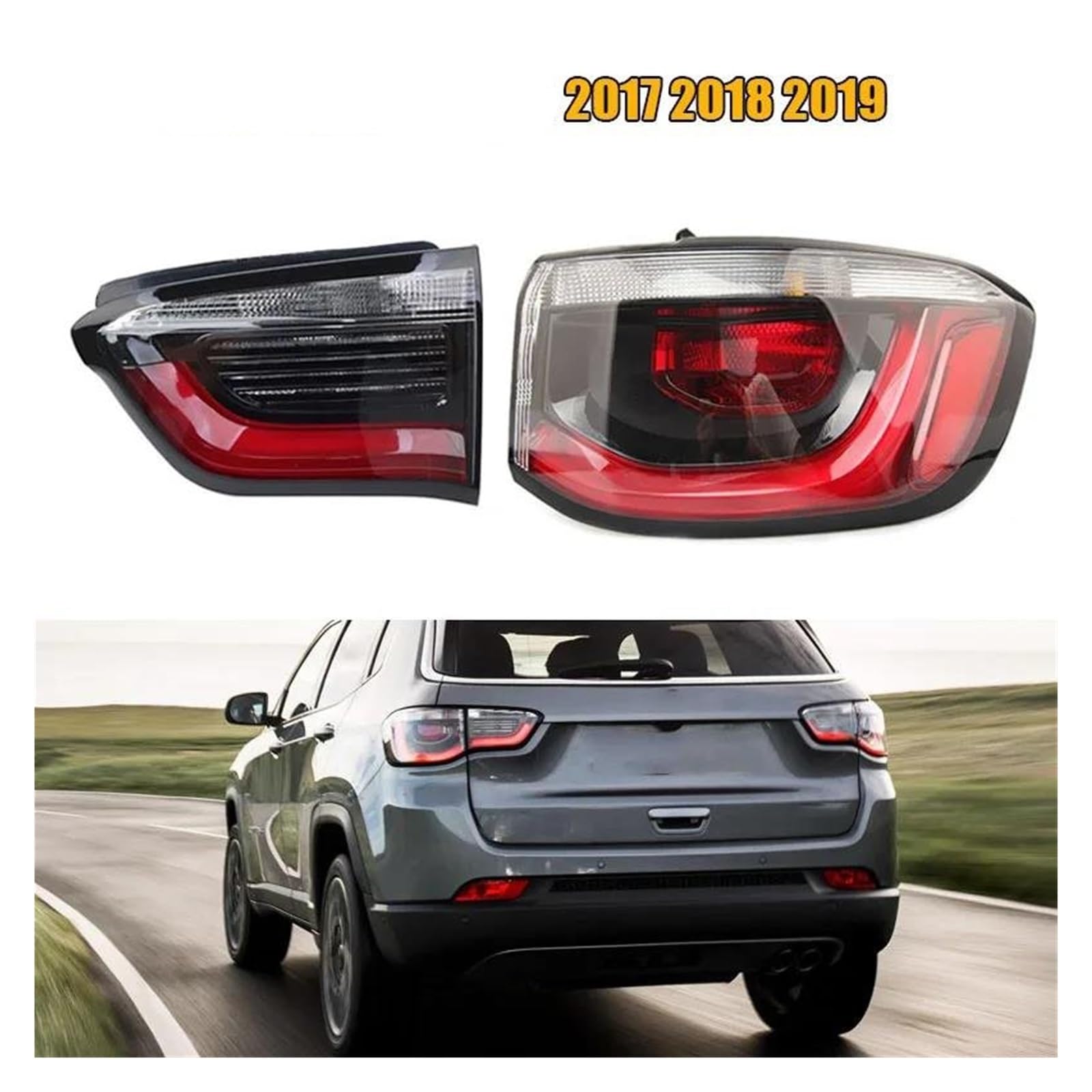 Luces Freno Traseras Para Jeep Para Compass 2017-2019 Luz De Giro Trasera Coche Lámpara Advertencia Freno 55112683AA Luces PosicióN(Inner R)