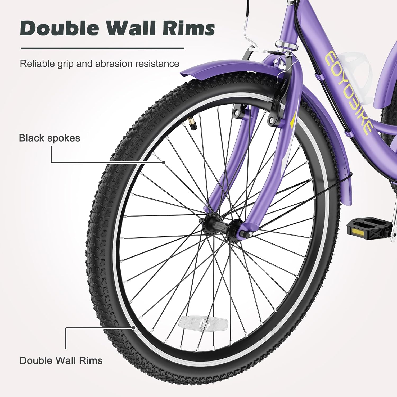 H&ZT Adult Tricycle, 3 Wheeled Bike, Trike Cruiser Bike, with 7-Speed Gear, Parking Brake Handle, Low Step, Large Rear Basket, Elderly Friendly, for Men, Women, and Teens