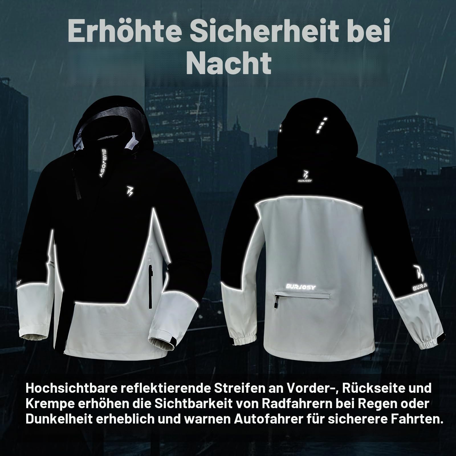Regenjacke Herren Mit Kapuze, Packbare Regenbekleidung Fahrrad, Atmungsaktiv Reflektierende Wasserdicht Windjacke Für Radfahren, Golfen, Wandern, Angeln