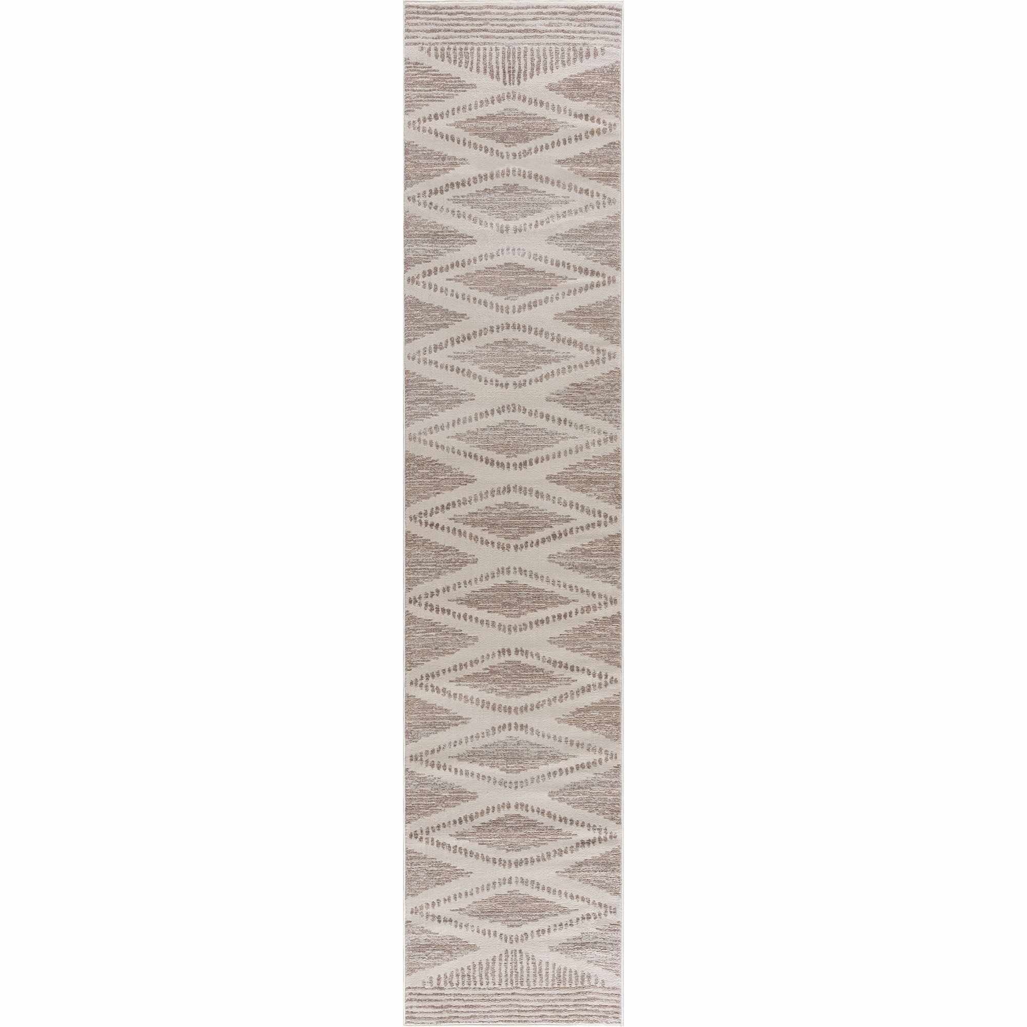 Hauteloom Tigris Nikea Geometric Southwestern Farmhouse Entryway, Kitchen Runner Rug - Long Carpet - Vintage Distressed - Boho Aztec Tribal Pattern - Ivory, Beige, Gray - 2'7