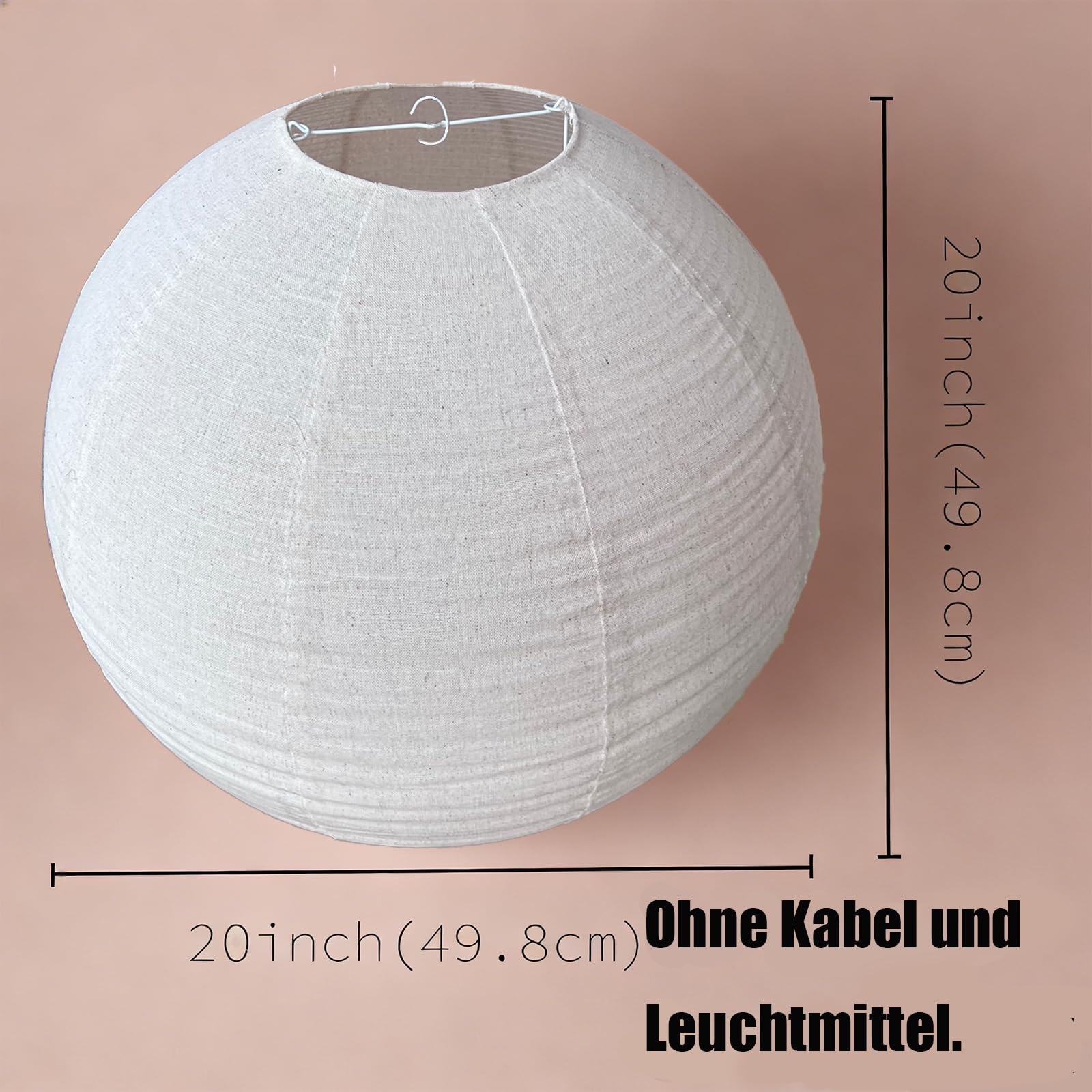 Lampenschirm aus rundem Leinen von 50 cm, kann Papierlaternen ersetzen, handgefertigter Leinenschirm, Leinenlaterne für Wohnzimmer, kunstvolles Zimmer