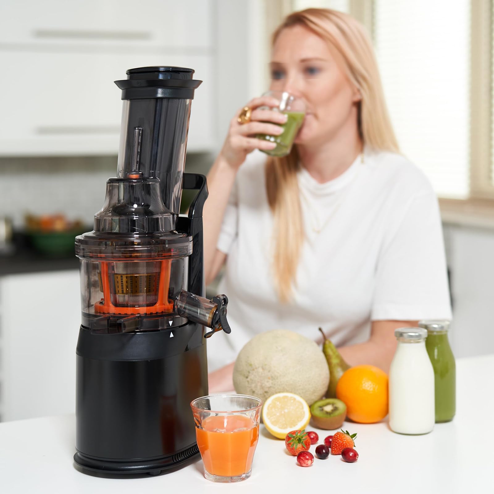 Extracteur De Jus Portable à Froid 1500 ML, Faible Vitesse Silencieux, 2 Vitesses, Fruits Et Légumes Entiers Grey
