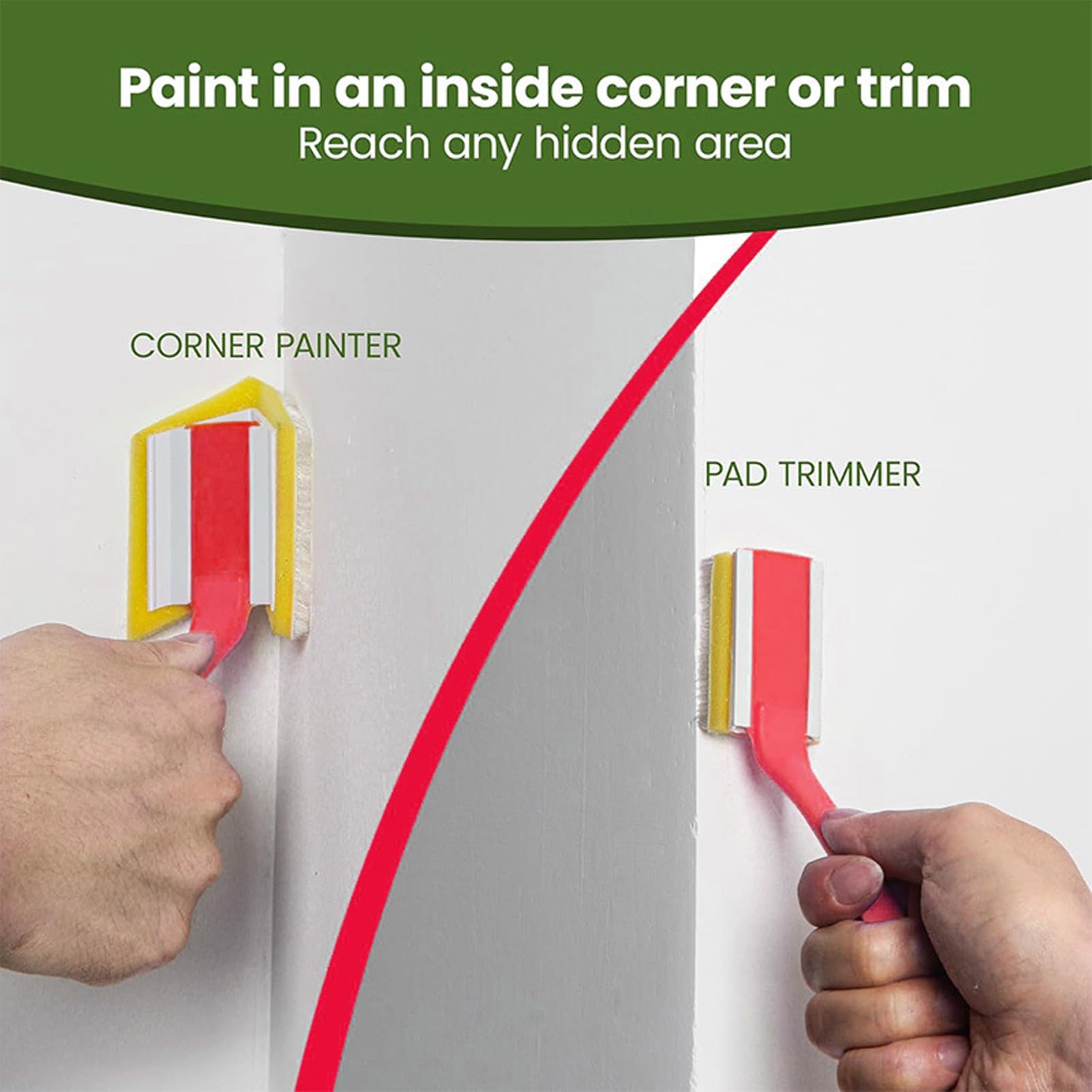 Ausla Kit de Herramientas para Bordear Pintura, Almohadilla Pintora para Esquinas de Recorte de Pared y Techo de 4 Formas con Bandeja de 7 Pulgadas y 5 Recambios para Pinturas