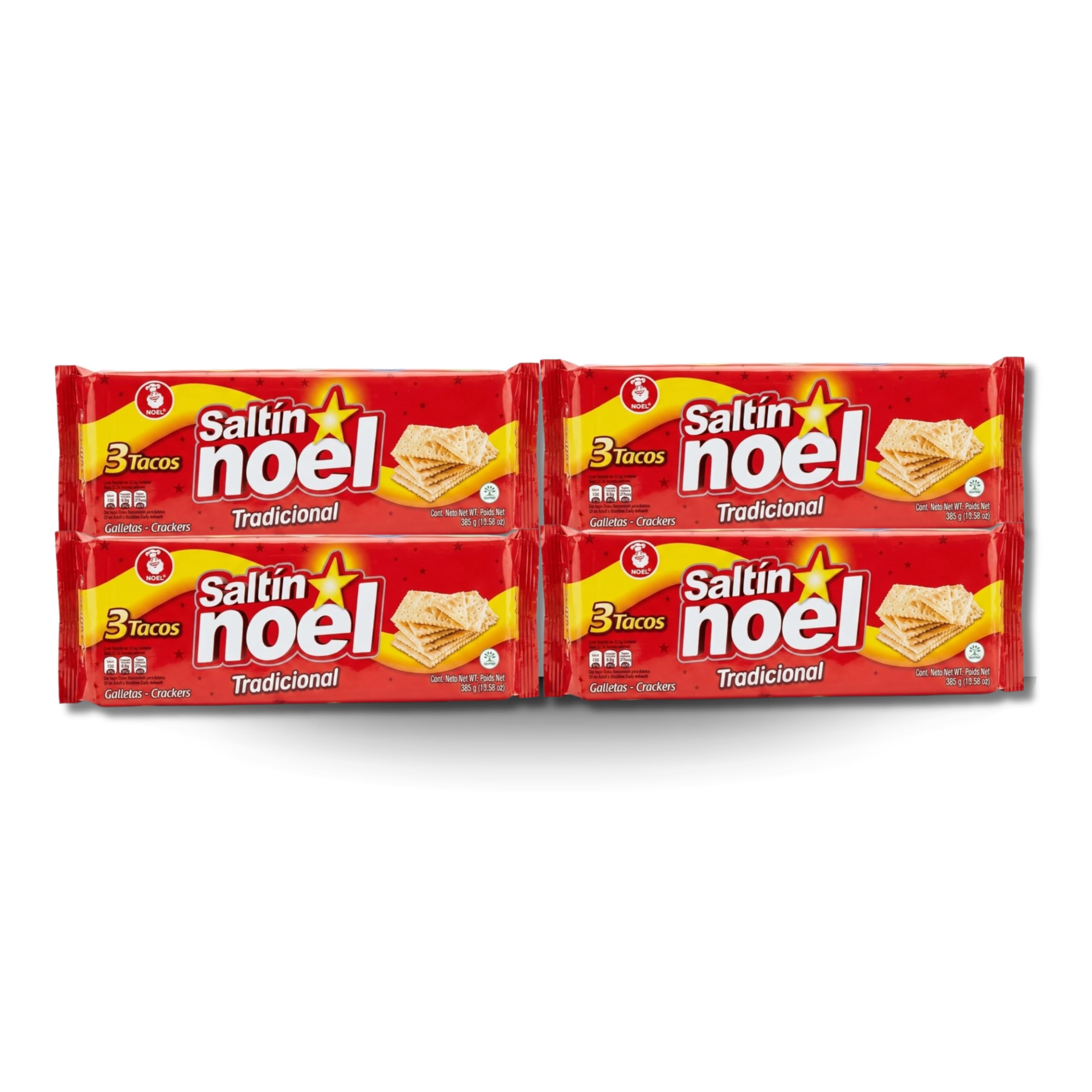 Pack de 4 Paquetes de Galletas Crackers (3 Tacos por Paquete, Total 1540g) - Galletas Saladas Crujientes - Saltín Noel - Ideales para Desayunos y Aperitivos - NEXU