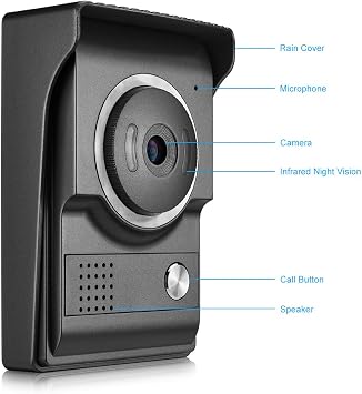 Video Intercom System, Wired 7 Inches Monitor Video doorphone Doorbell System,Video Door Phone HD Camera Kits Support Unlock, Monitoring, Dual-Way Intercom for Villa House Office Apartment