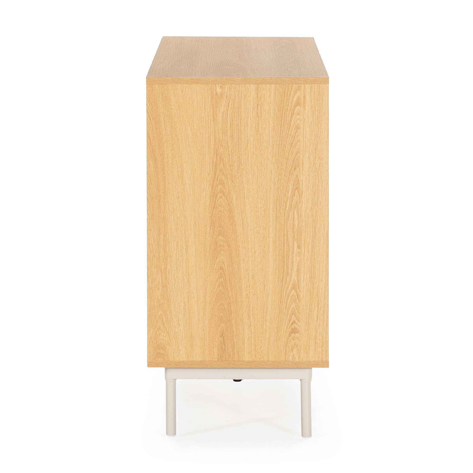 HOMN LIVING Aparador Cuzco 3 Puertas Color Roble/Gris, 120 cm (Ancho) 40 cm (Profundo) 80 cm (Altura)