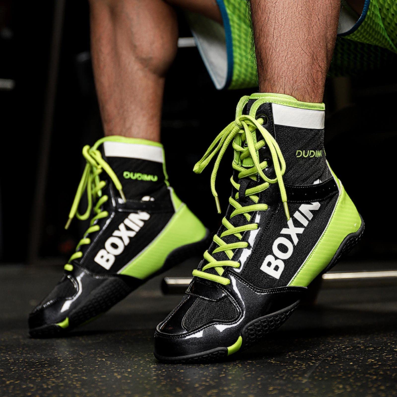 Zapatillas De Entrenamiento De Lucha para Hombres Y Mujeres - Zapatos Profesionales Antideslizantes Adecuados para Lucha Y Levantamiento De Pesas Unisex,Verde,40 EU