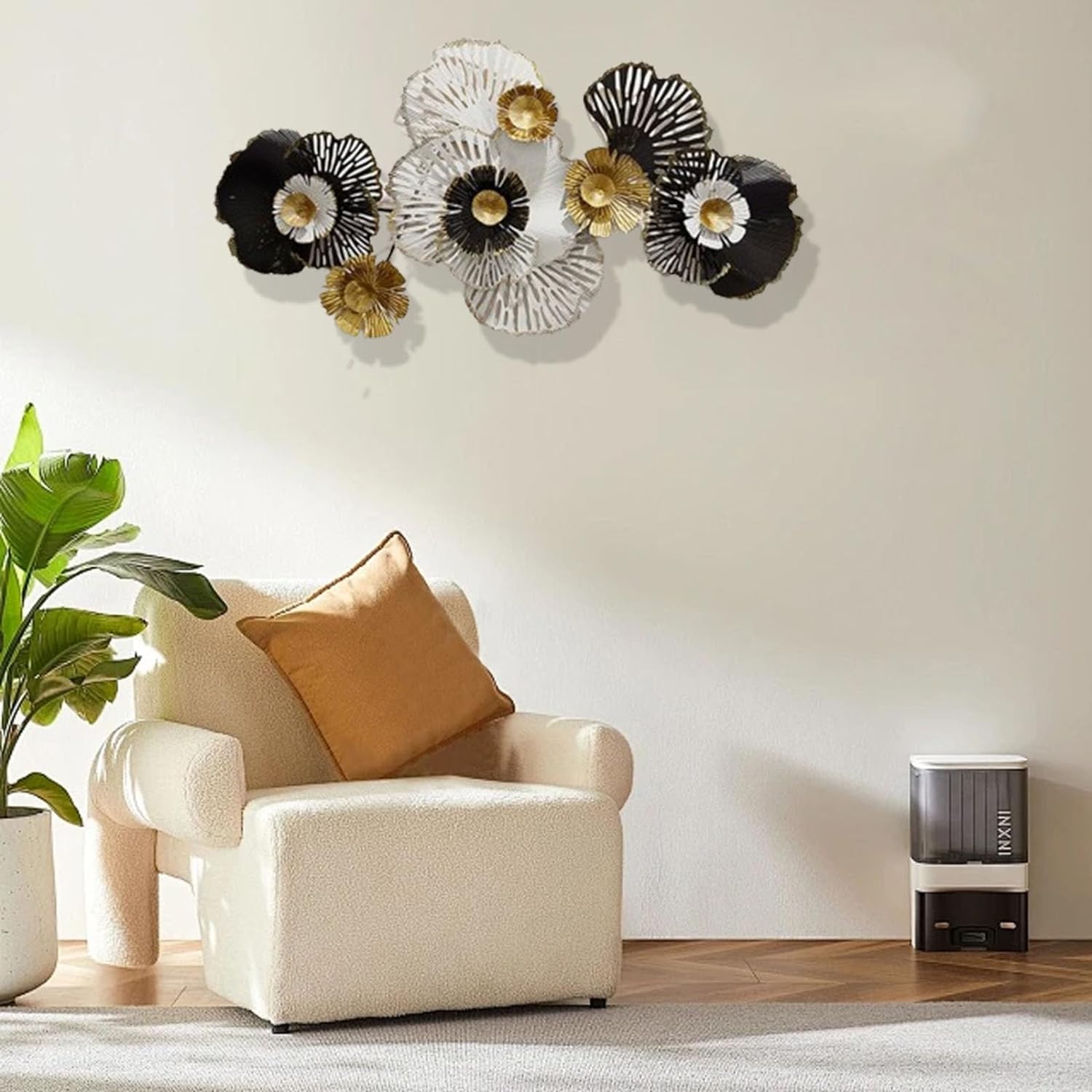 AZHKJKZH Décoration Murale Décoration Murale Moderne En Métal, Fleurs Empilées 3D, Décor Artistique Pour Salon, Chambre À Coucher, Salle Manger Déco Intérieure