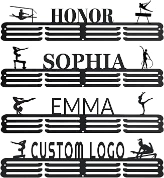 Goutoports Personalized Medal Hanger Display Holder Tiered Award Rack - Custom Text Color and Images for Athletes Easy to Install