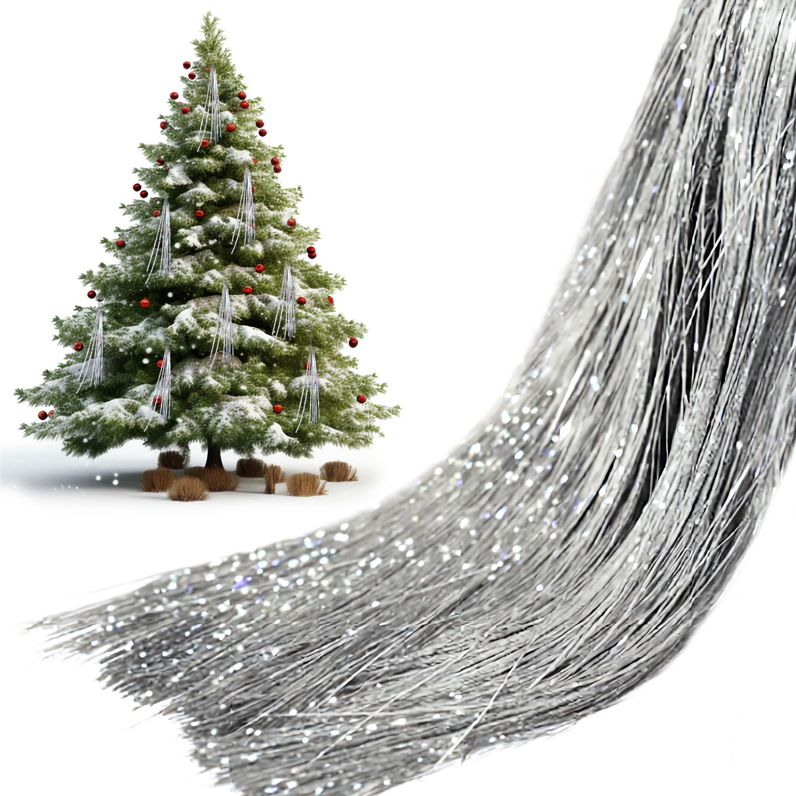Guirlande stalactites argentée en aluminium haute brillance