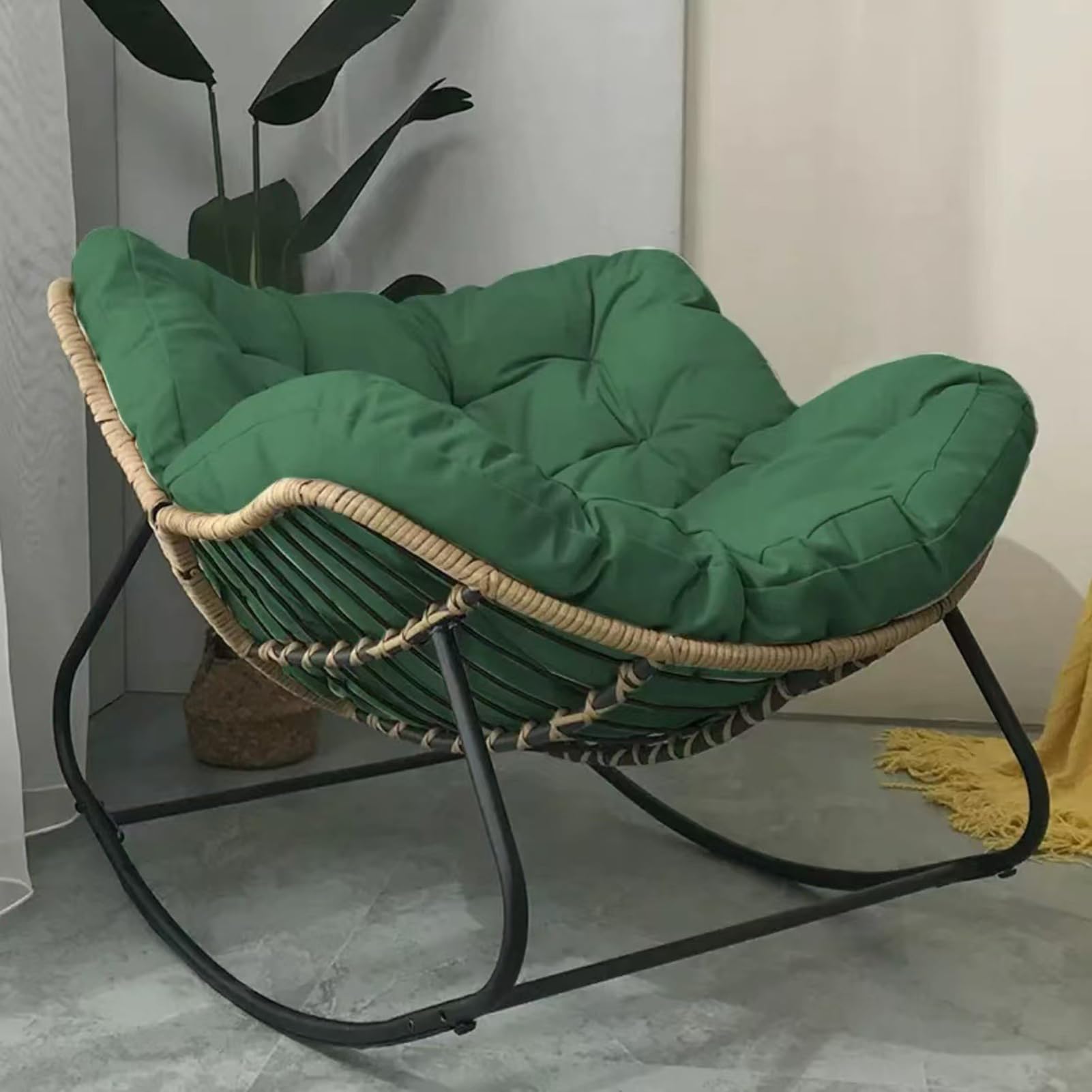 Krzesło wiszące na zewnątrz o grubości 10 cm – szare wodoodporne i wygodne do ogrodowej huśtawki rattanowej – miękkie i 125 x 130 cm idealne do stylowego relaksu
