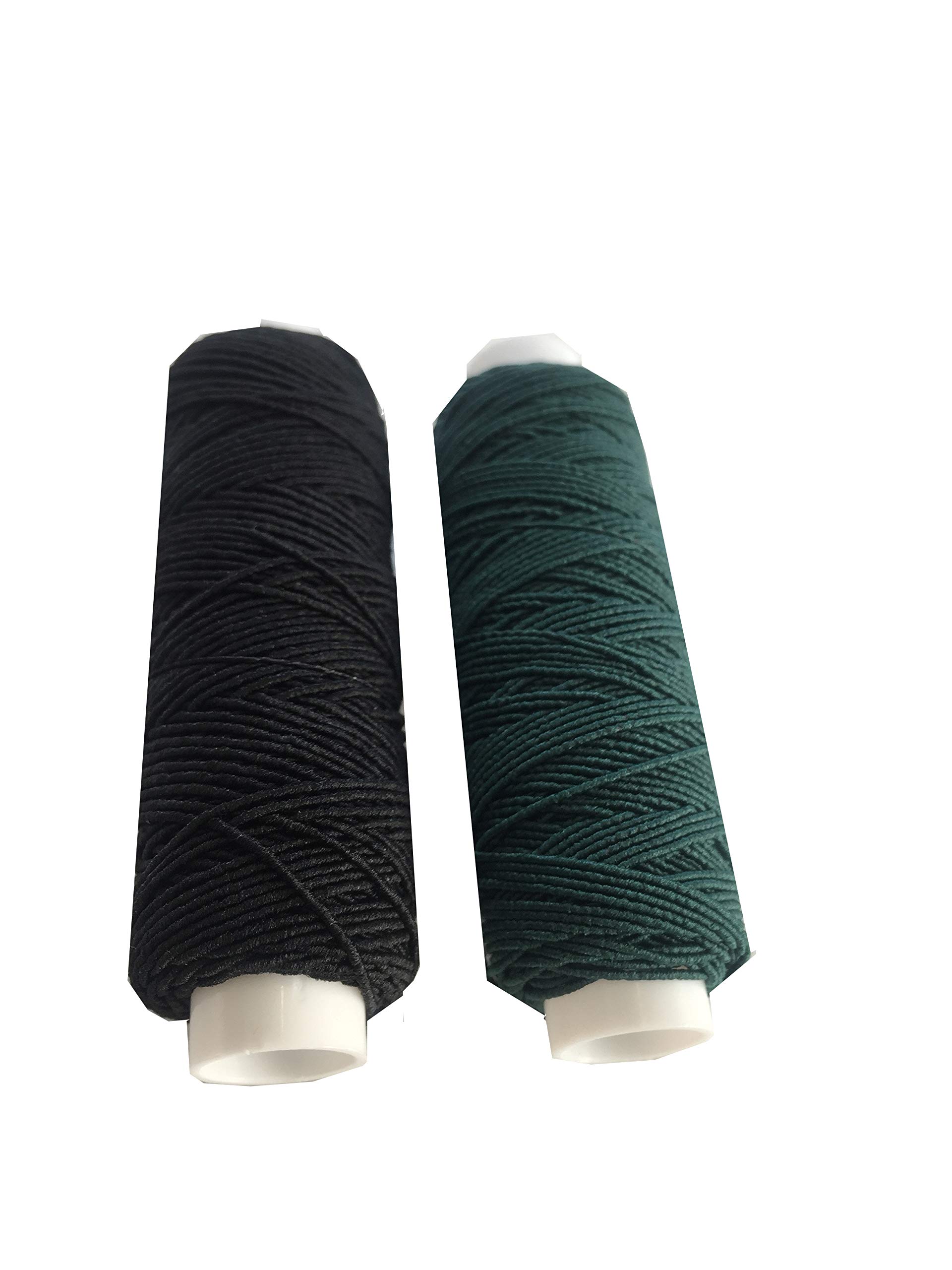 Shirring Shearing Elastic Thread, 20 Meter Each Colour Per Spool, Pack of 2 X 20m Spools, Sewing, Haberdashery, Craft, Smocking, Gathering, (Black & Forest Green), 30 Colours Available