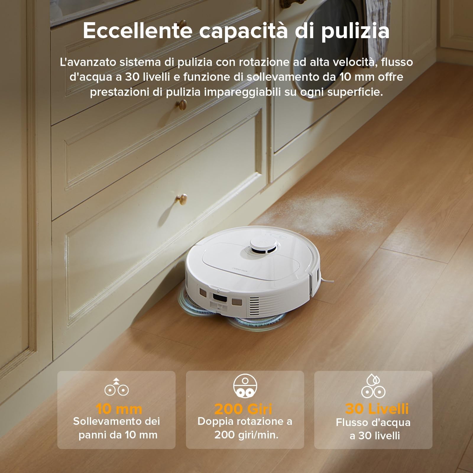 roborock QV 35A Robot Aspirapolvere Lavapavimenti, Antigroviglio, Aspirazione HyperForce, Panno Sollevabile, Autolavaggio, Asciugatura ad Aria, Stazione Tutto in Uno, Modalità Tappeti, Bianco