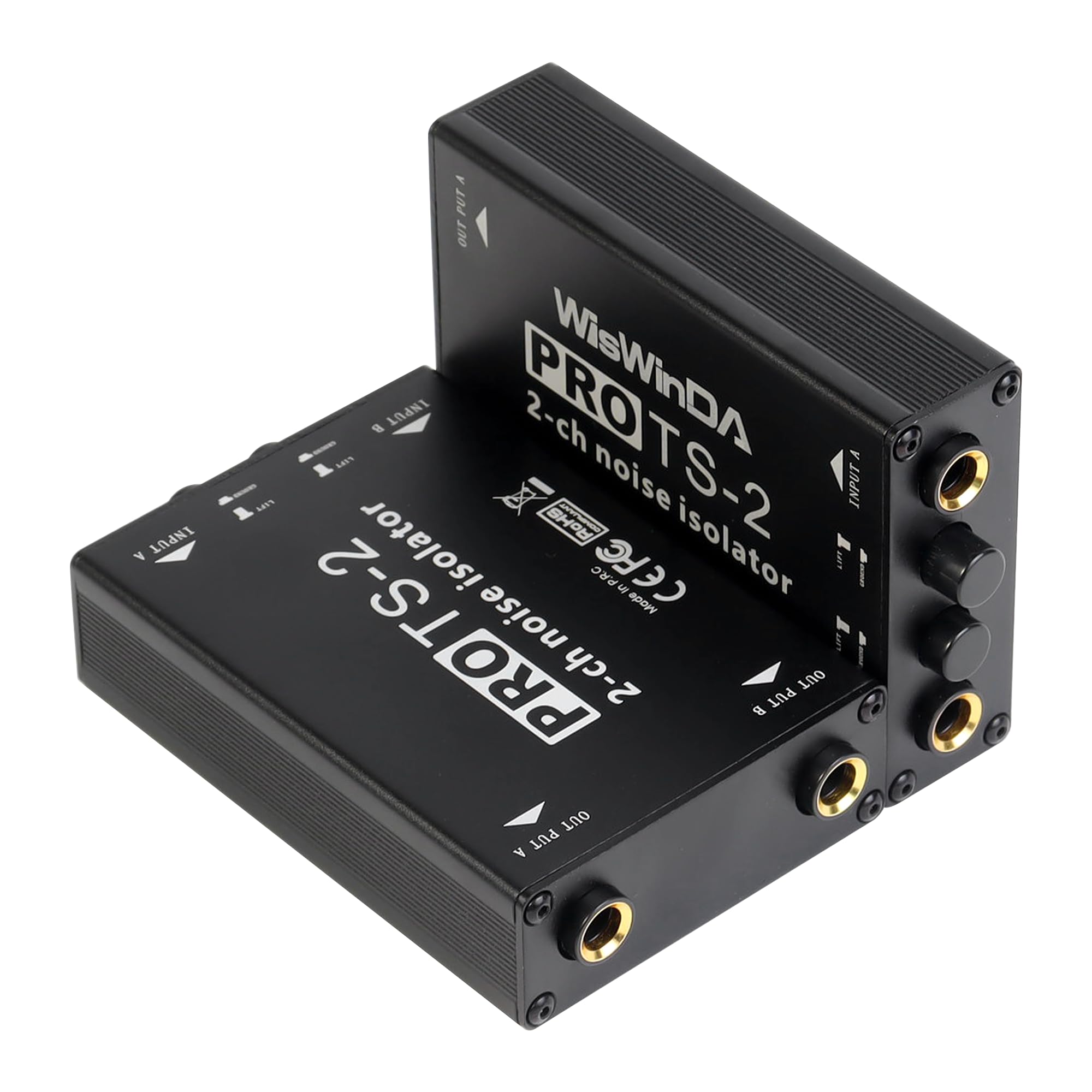 WisWinDa Pro TS-2 Microphone Hum Eliminator 2 Channels 6.35 1/4inch Ground Loop Isolator for Microphone/Audio Player/Audio System etc Eliminate The