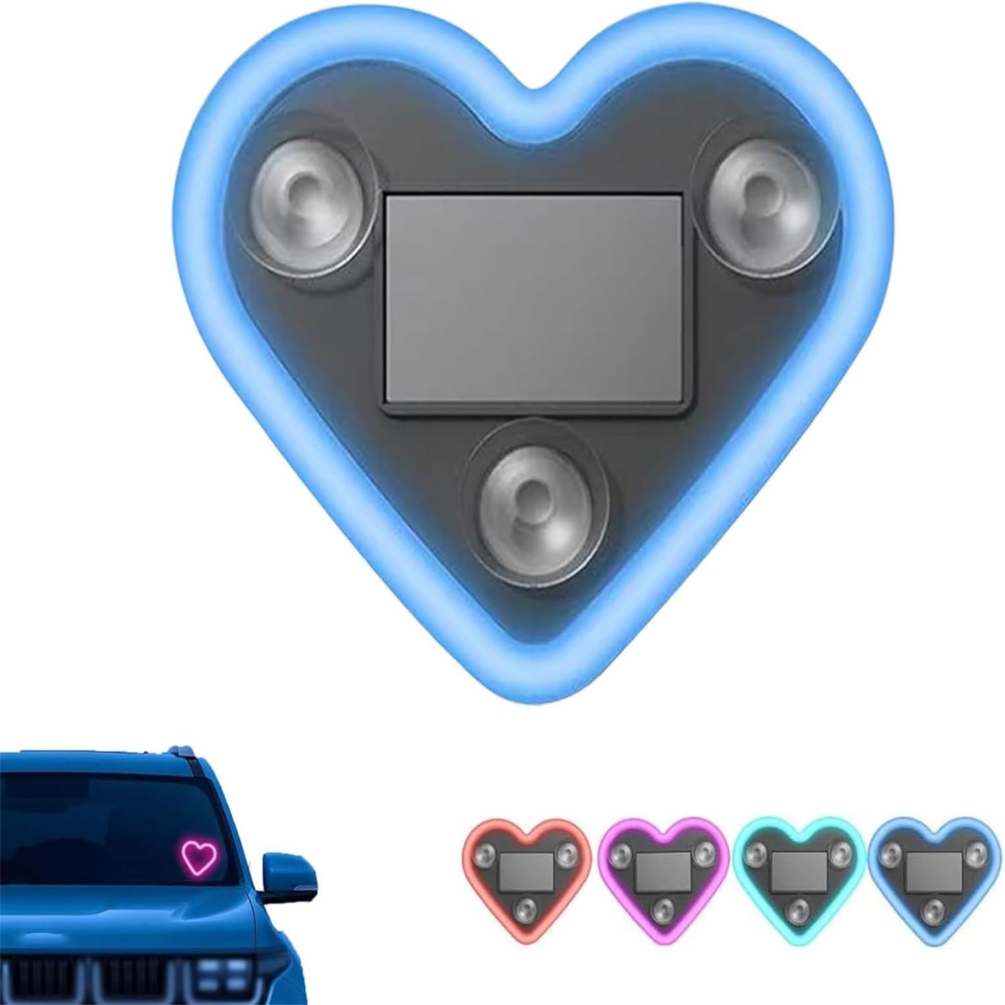 Solar-Powered Heart-Shaped LED Neon Light for Car & Outdoor Decor - IP65 Waterproof, Multiple Modes, Romantic Ambience for Couples. (Blue, 1pcs)