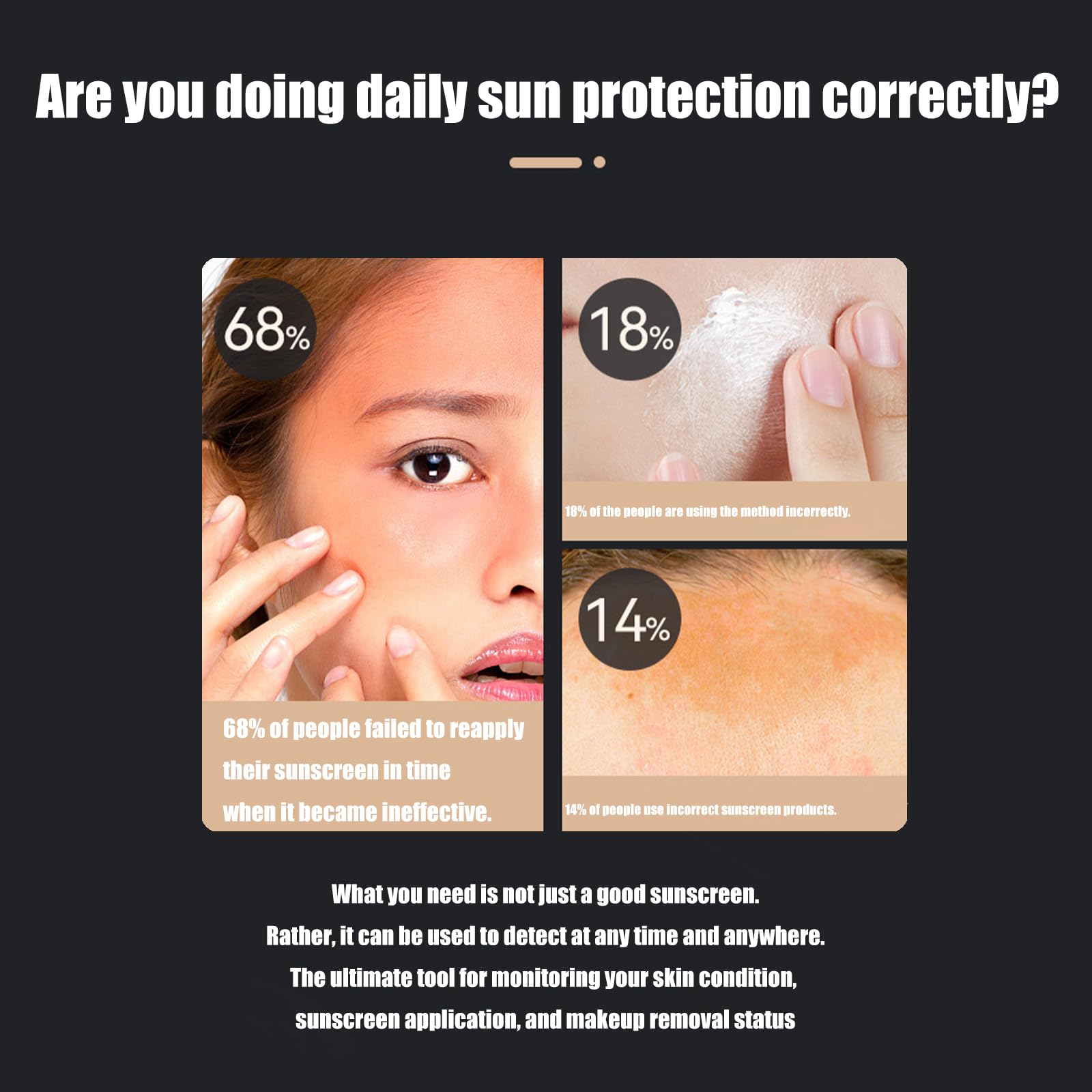 Mirrour - Cámara recargable para protección solar, 2 aumentos, espejo de maquillaje compacto para mujer, bolsillo de doble cara para protección de la piel