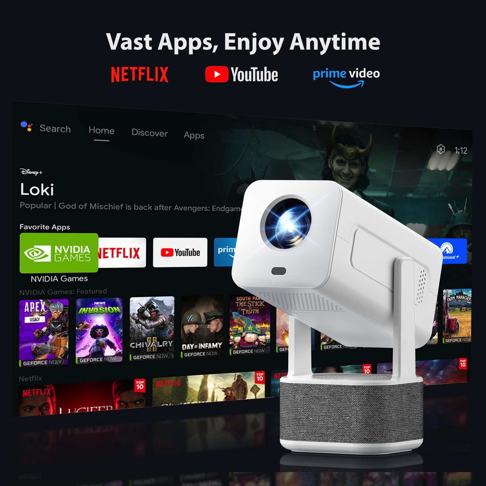 Auto Keystone] Mini Vidéoprojecteur Wifi Bluetooth, 18000 Lumens