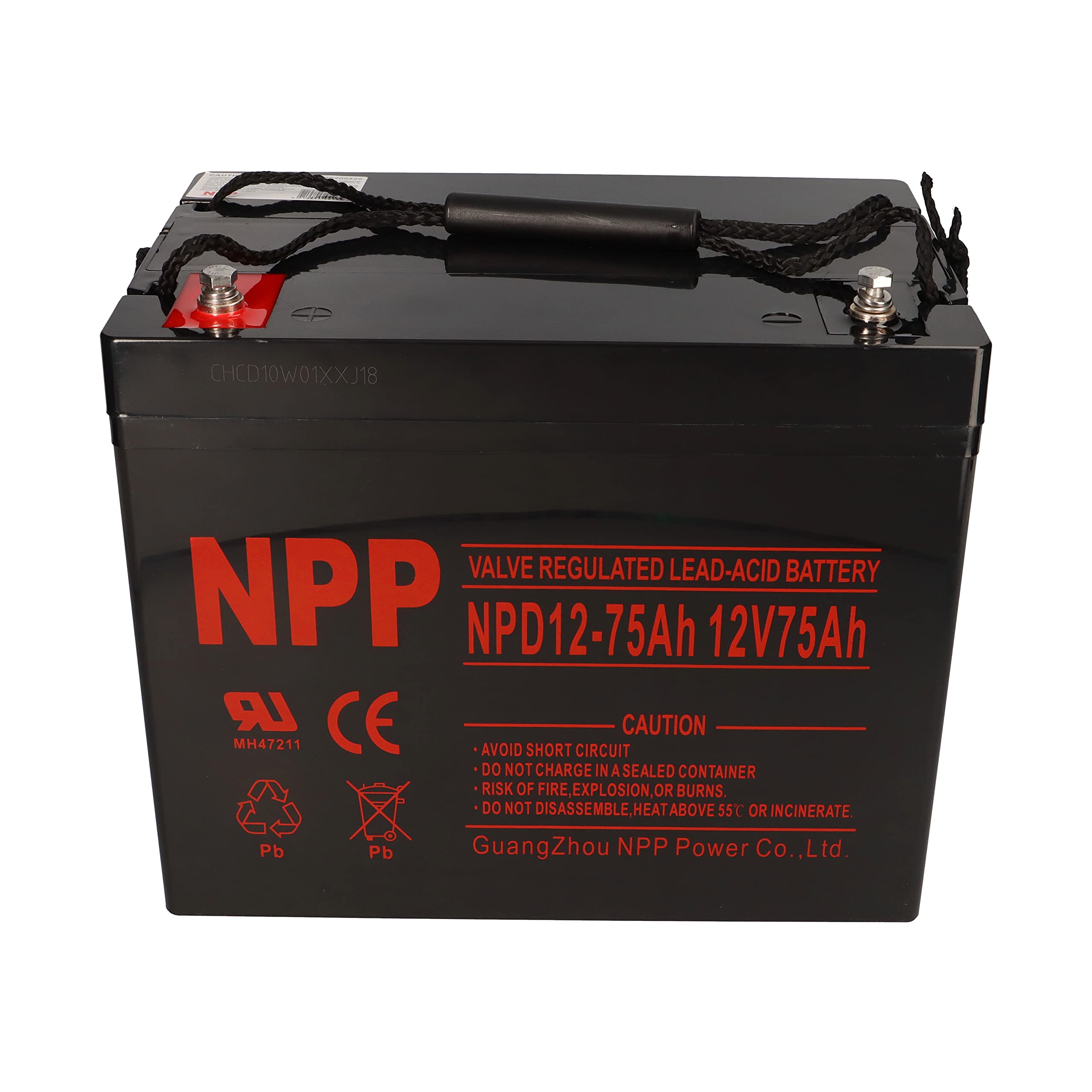 NPP Blei-Akku AGM NPD12-75 12V 75Ah zyklenfest kompatibel MP75-12C, REC80-12I, M75-12, 12LC-75, KPH75-12NE, 75Ah, 77Ah, 80Ah