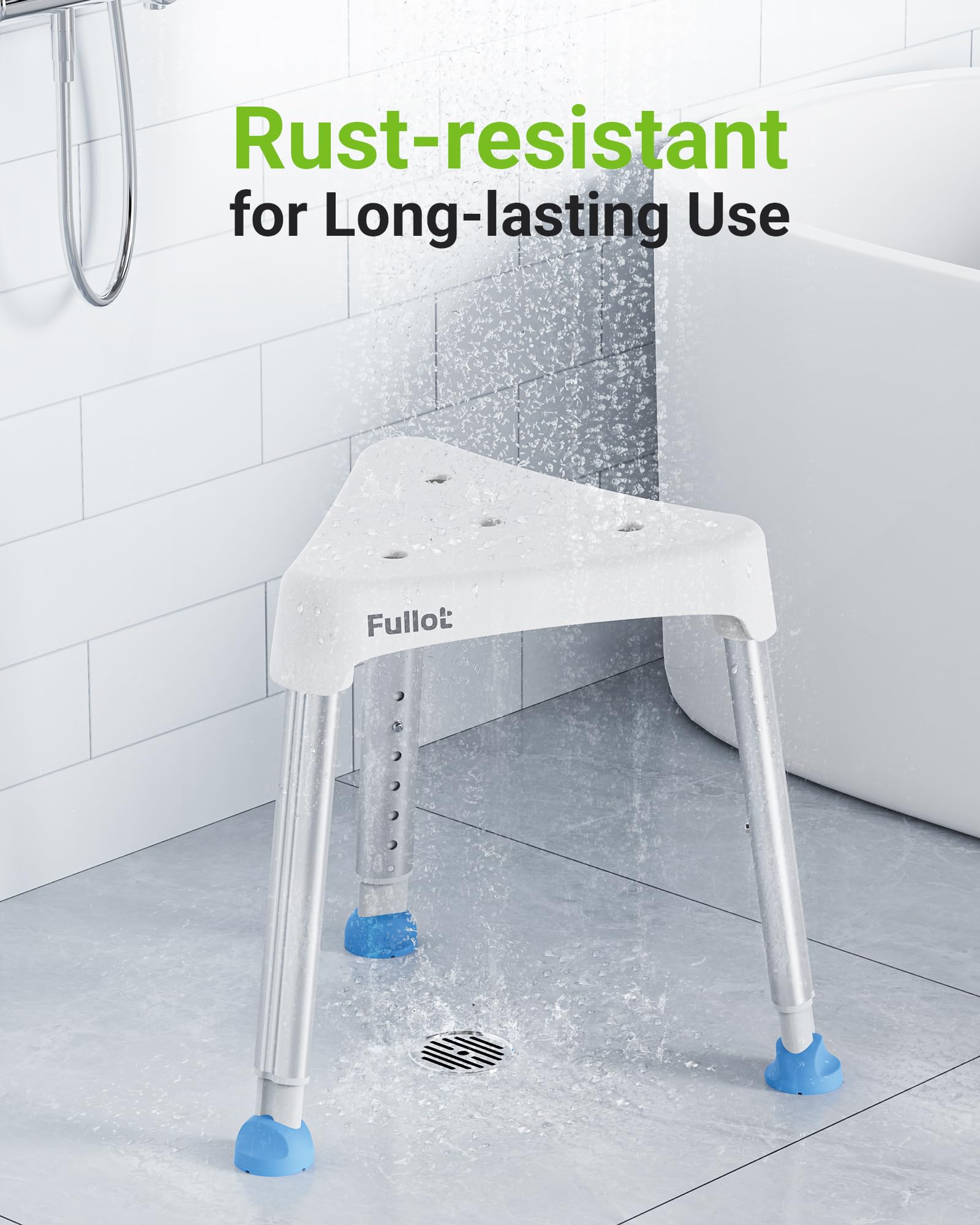 Silla de ducha triangular que ahorra espacio para regadera interior, elegible para FSA/HSA, taburete de ducha ajustable de 400 libras para ancianos y discapacitados, silla de bañera antideslizante con