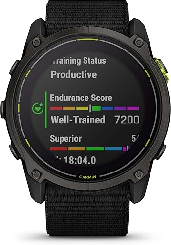Miniatura 4 de Garmin Enduro 3, Solar, Sapphire Multisport GPS Smartwatch Carbon Gray DLC Titanio con correa de nailon negro Ultrafit, Fitness Smart Watch Bundle