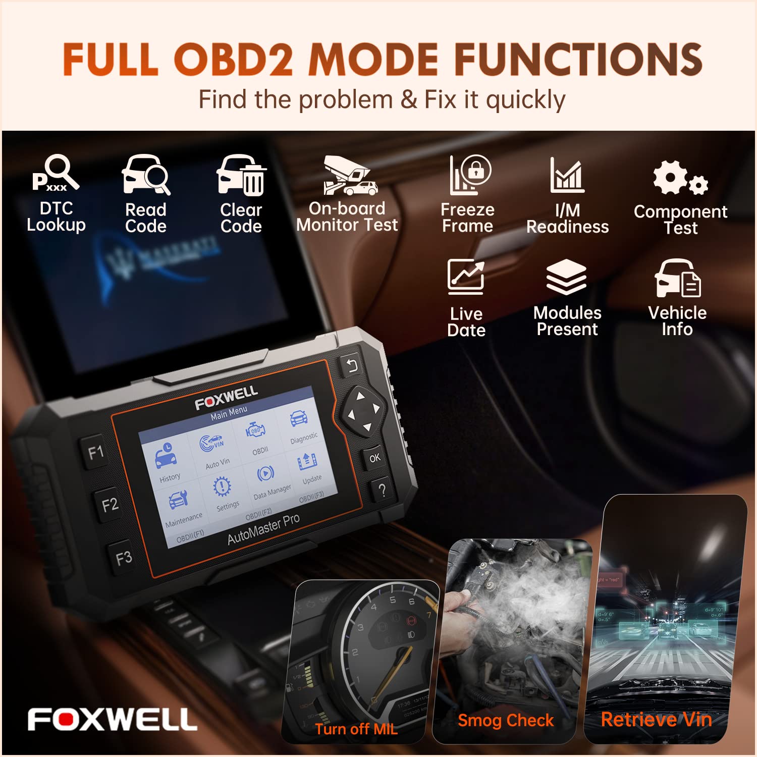Buy 2022 Newest FOXWELL OBD2 Scanner NT624 Elite Car Diagnostic Scanner