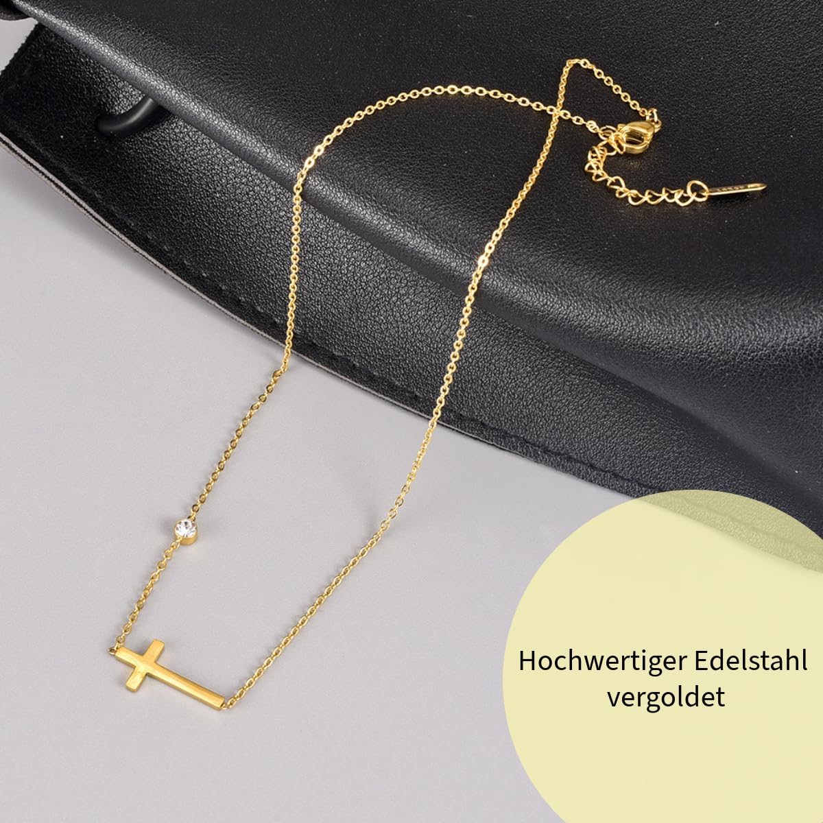 Wunderschöne Kreuz Kette gold Set als christliche Geschenke für Frauen | Elegante Damen Schmuck Set mit Kreuz als christliche Geschenkidee | Ideals auch als Christlicher Schmuck Frauen Geschenk
