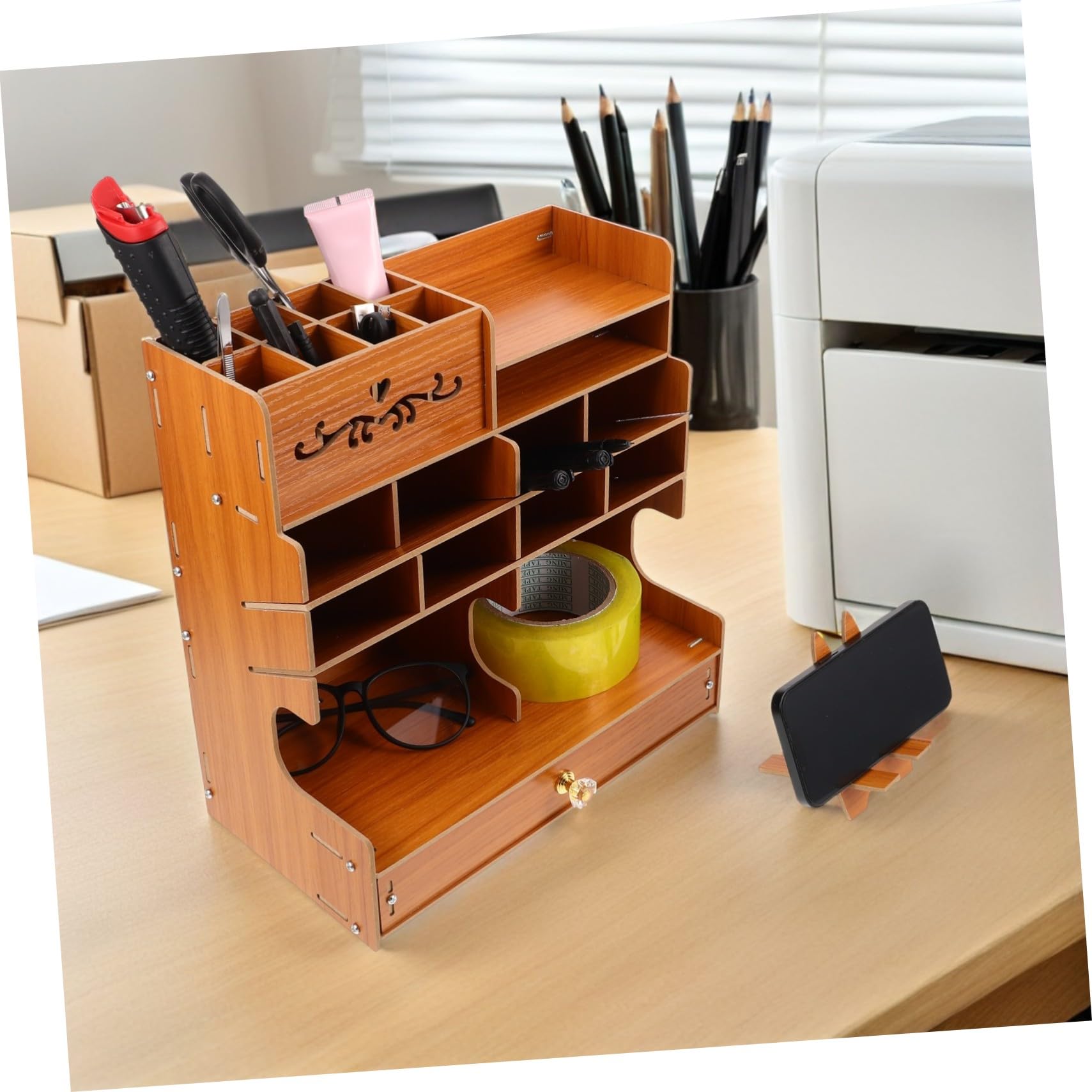 Organizer Scrivania in con Ampia Capacità e Scomparti Multipli Penne Stabile ed Elegante per Ufficio e Casa