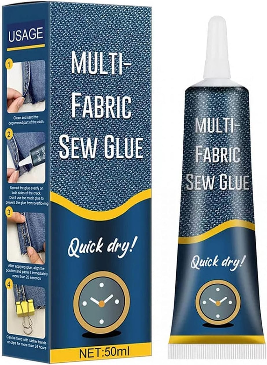 Fabric Adhesive Glue – Waterproof, Clear-Drying & Flexible Bond – Fabric Repair Glue for Clothes, Crafts & Patches – 50 ml