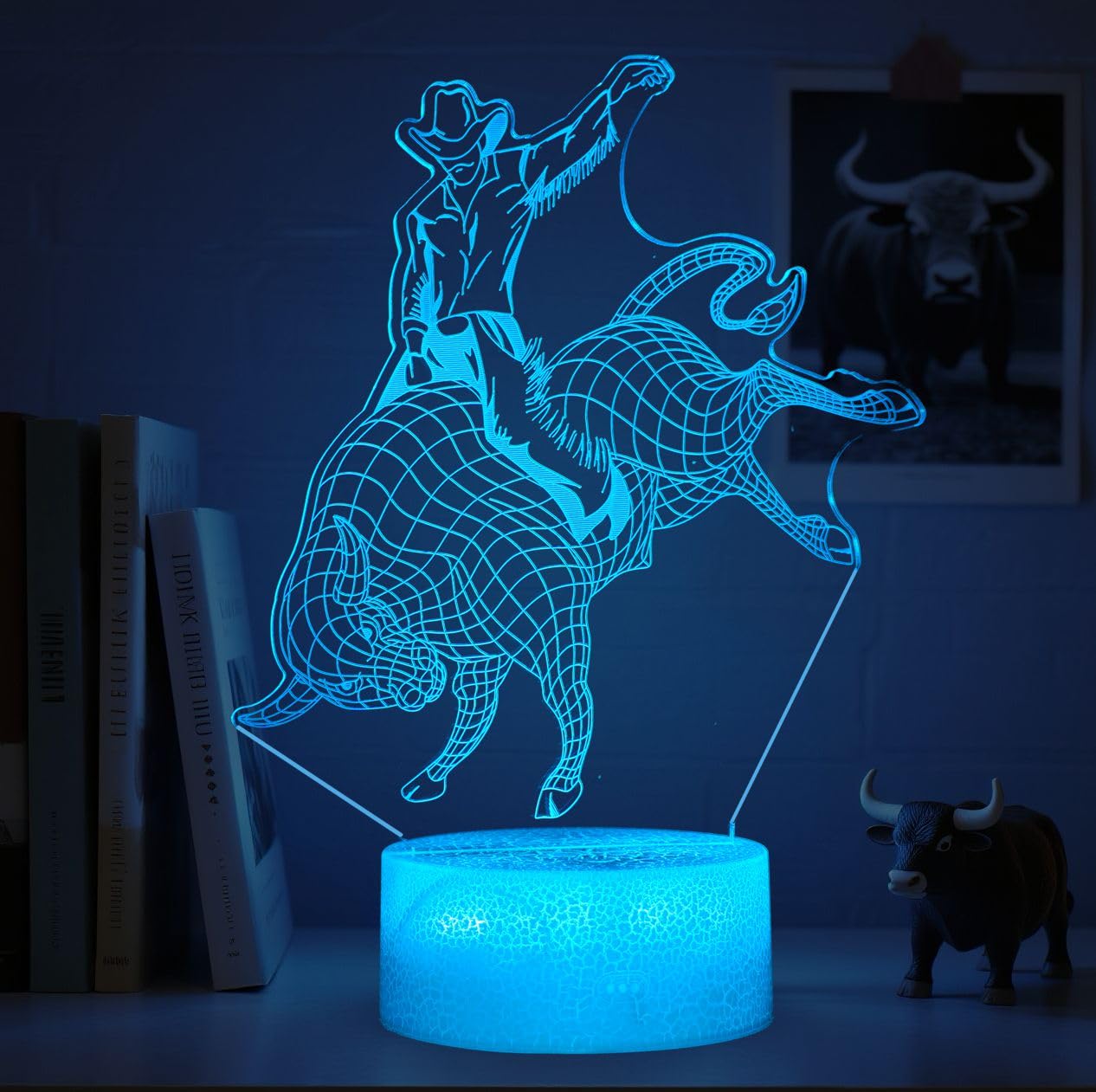 POSSHE 16 Color Bull Rider Night Light - kids room decor | Mubboo