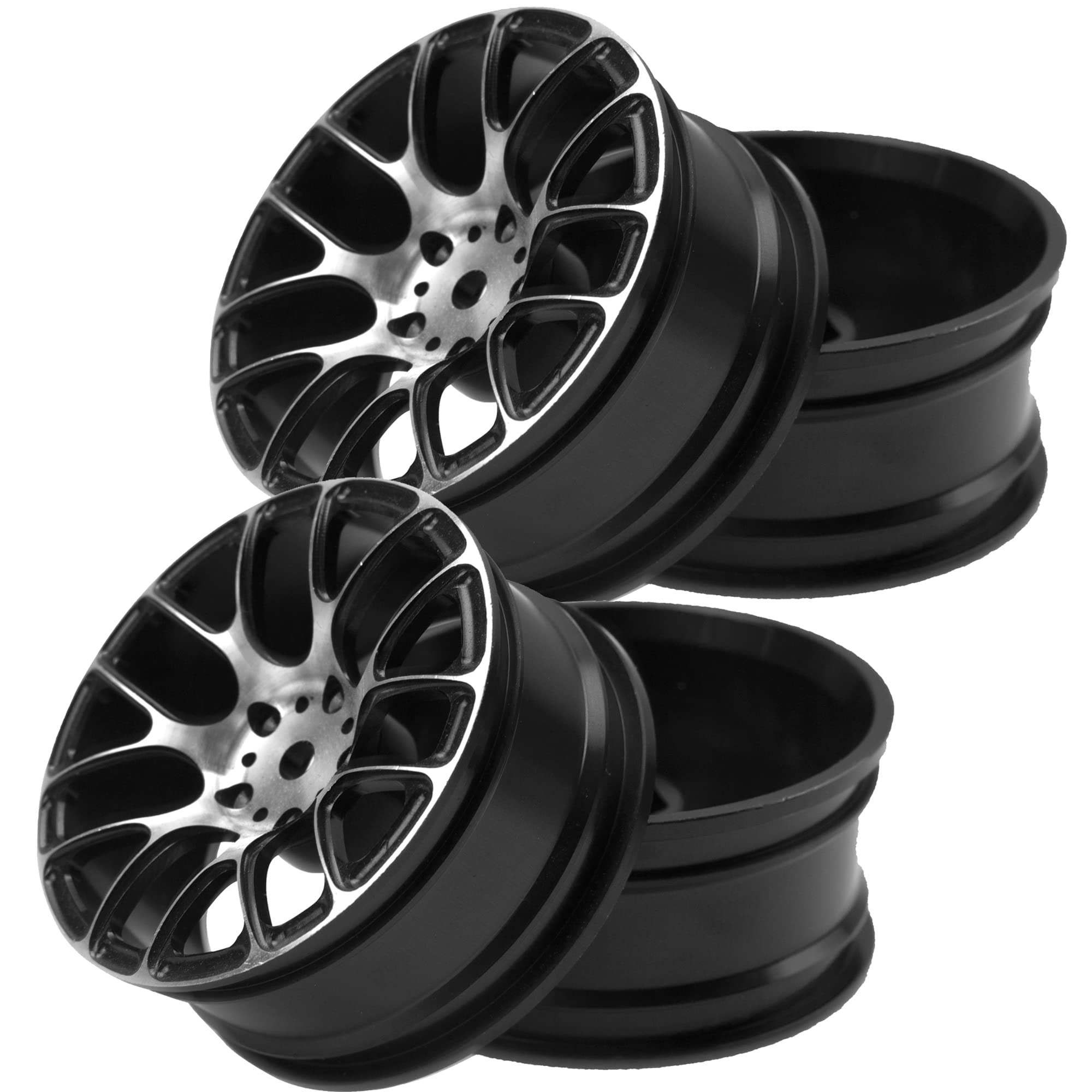 Vgoohobby 4Pcs Aluminum Wheel Rims 12mm Hex Hub Width 26mm Compatible with 1/10 Tamiya TT-01 Kyosho RedCat Sakura HSP HPI 1/10 On-Road Racing Touring Drift Car (Black)