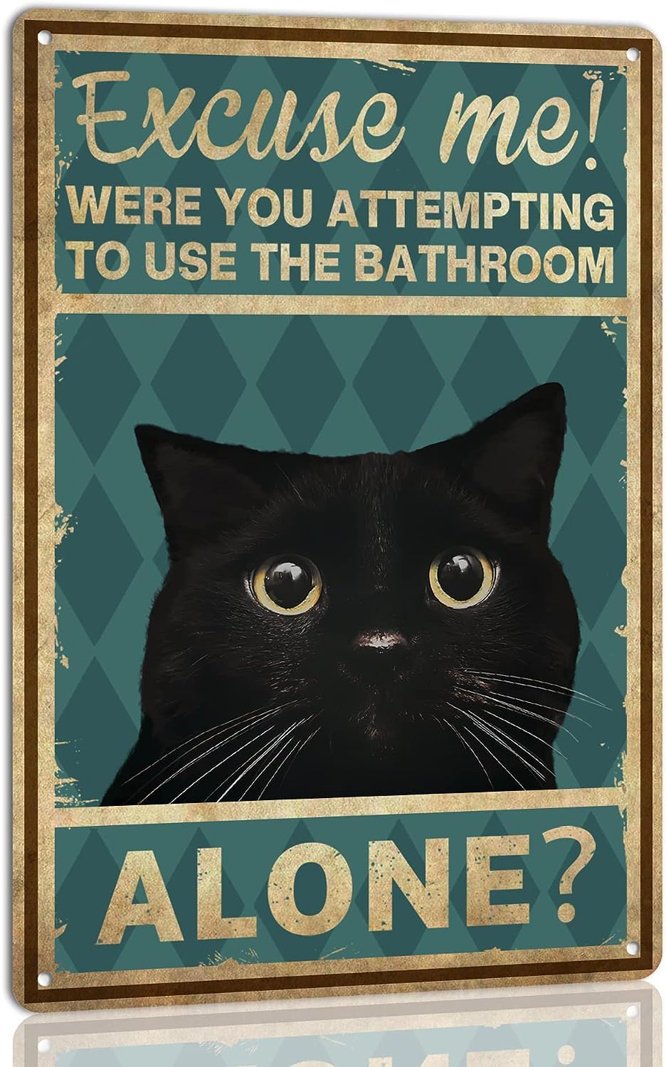 Yunking Vintage Metal Wall Art Sign 8x12 inch Bathroom Humor Excuse Me Where You Attempting to Use the Bathroom Alone