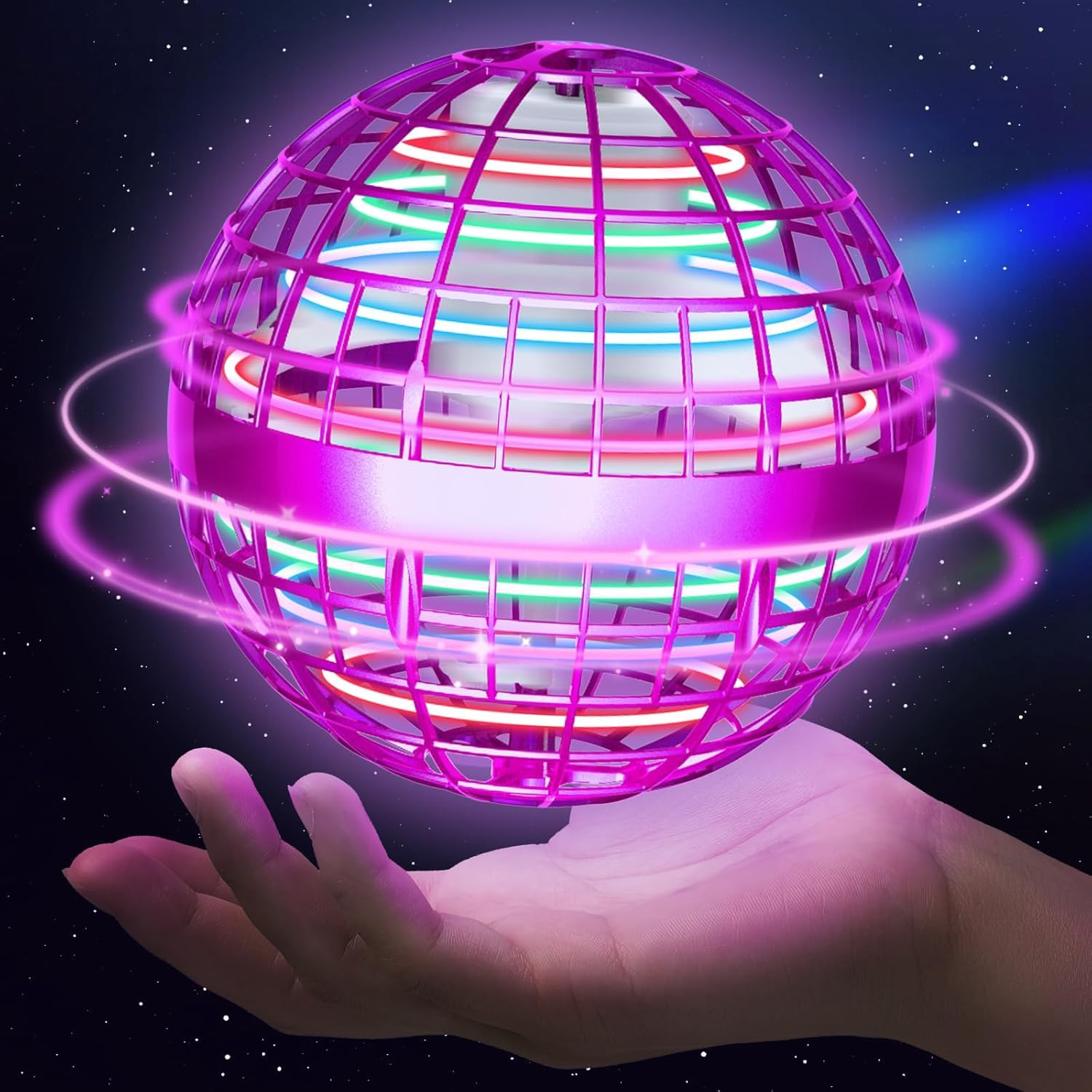 Sosuy 2026 Flying Orb Ball Toys for Boys Spinner Rotating Hover Boomerang Magical Galaxy Cosmic Handheld Mini Drone Cool Stocking Stuffers For Kids Girls Teen Aged 6 7 8 9 10+ Pink