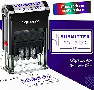 SUBMITTED Stamp with Date Self-Inking Office Rubber SUBMITTED Date Stamp for Business 12-Year Band Purple Ink