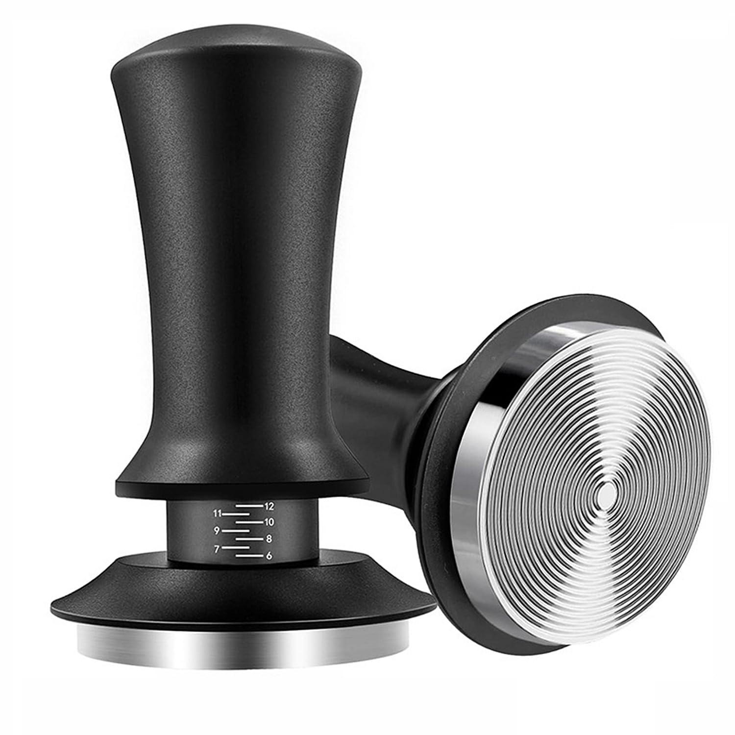 TRIXES Sprung Coffee Tamper with Silicone Mat – Matte Black Adjustable Espresso Tamper – Coffee Brewing Accessory – Barista Essentials – 54mm Portafilter Compatible