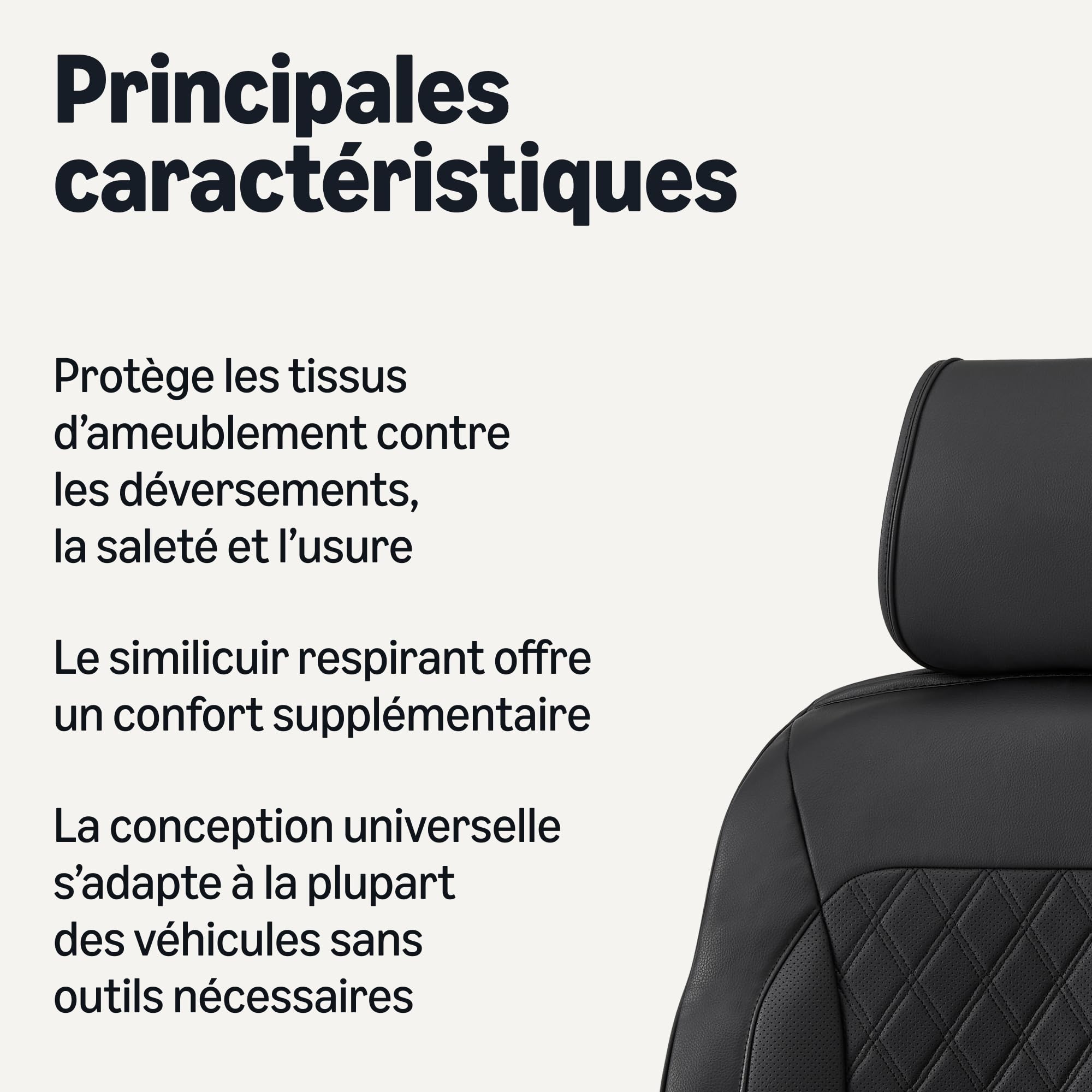 Amazon Basics Lot de 2 Housses de siège Avant de Voiture en Similicuir Respirant, Ajustement Universel, Dessus recouvert, Noir