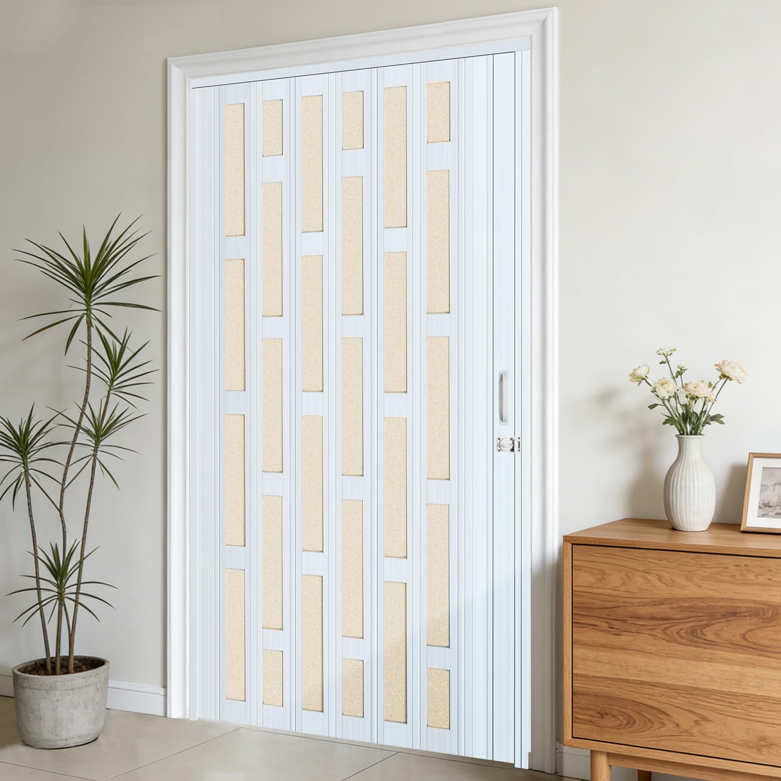 DIYHD 48X96in Glass Accordion Door
