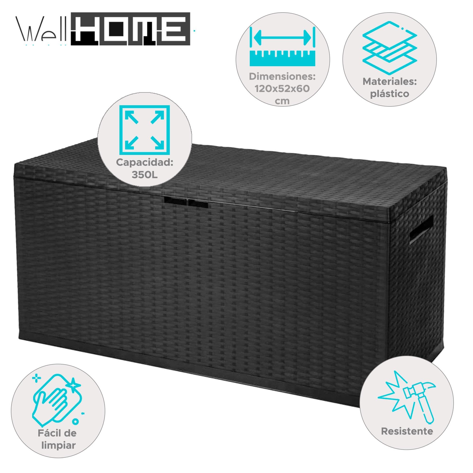 Well Home Baul portaoggetti da giardino Nizza 350L - 120x52x60cm