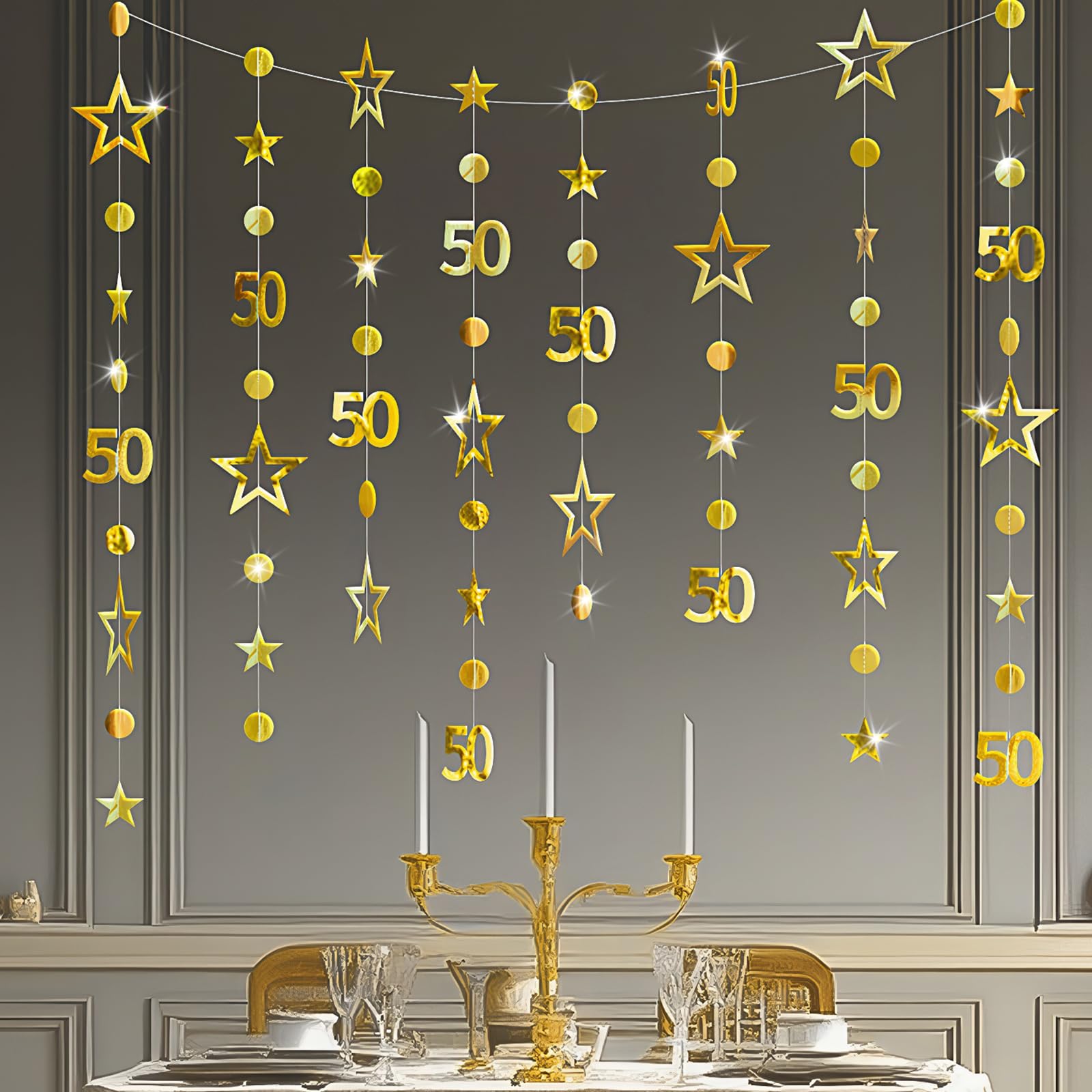 Zhiaek 12m 50th Birthday Decorations Gold 50th Birthday Banner Number 50