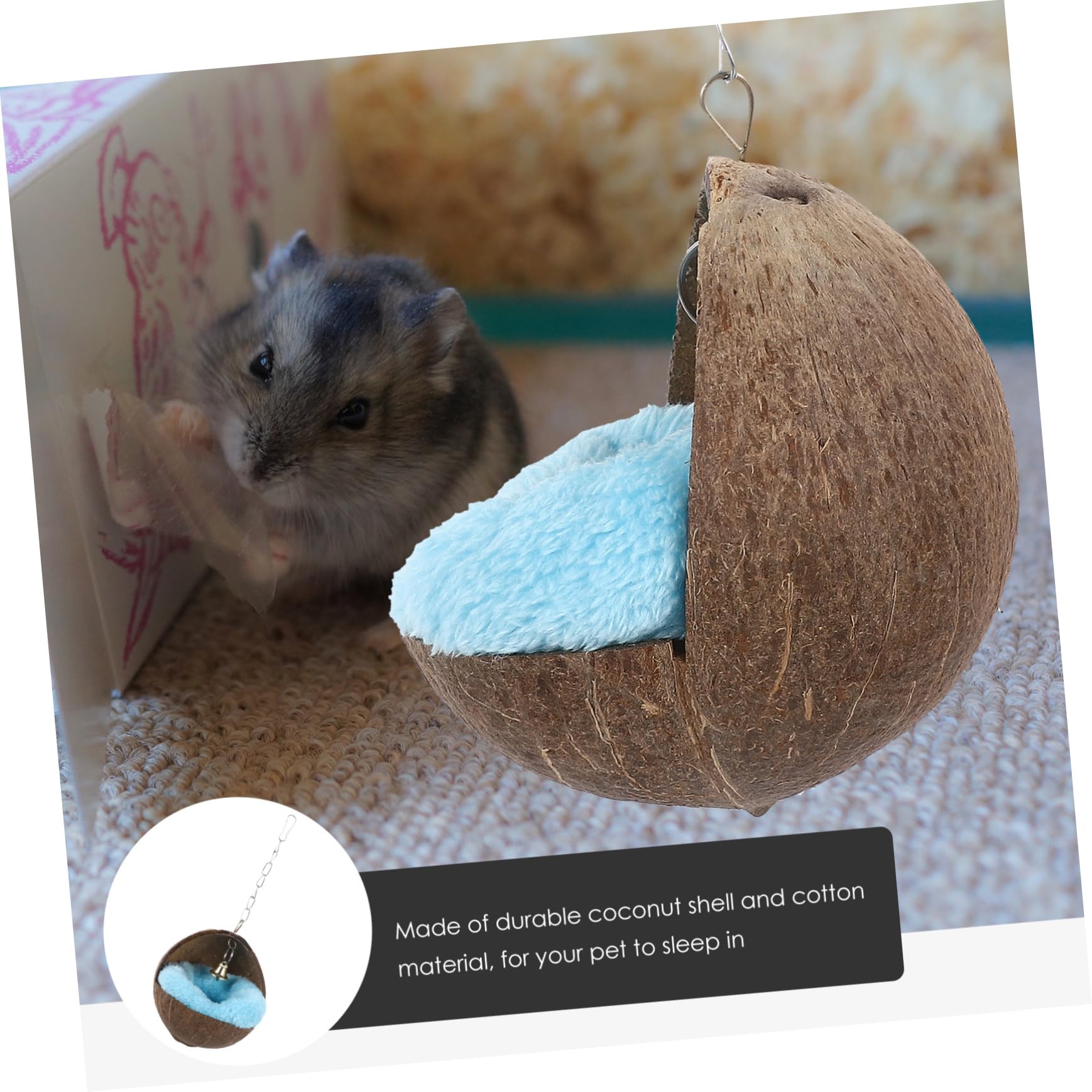 Yardwe 2stücke Coconut Shell Nest Cushion Für Hamster Meerschweinchen Und Ähnliche Kleine Tiere Beheizbares Schlafbett Natürlicher Kokosnuss Zufällige Farben Für Käfige Und