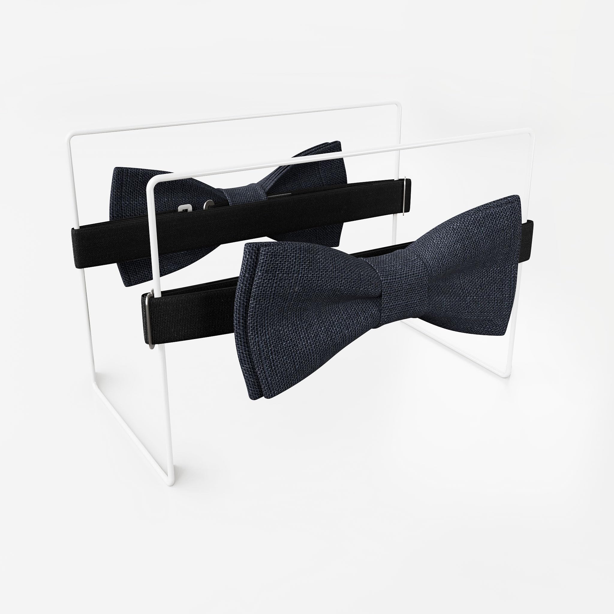 Papillon da Uomo in Lino | Blu Scuro | Papillon da Matrimonio Vegano Pre-annodato | Opzionale con Fazzoletto da Taschino & Bretelle | Large Batwing | Fatto a Mano in Germania