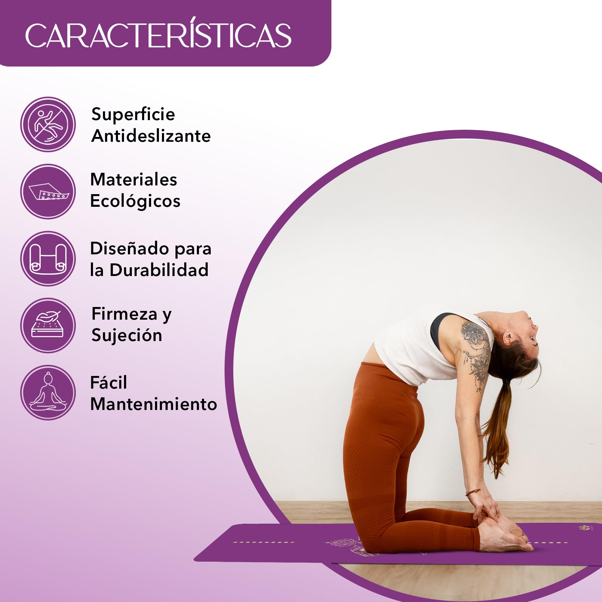 Yoga Mat, Edición Dorada Elefante, Esterilla de yoga antideslizante, Materiales ecologicos, Colchoneta para pilates y yoga incluye bolsa de transporte