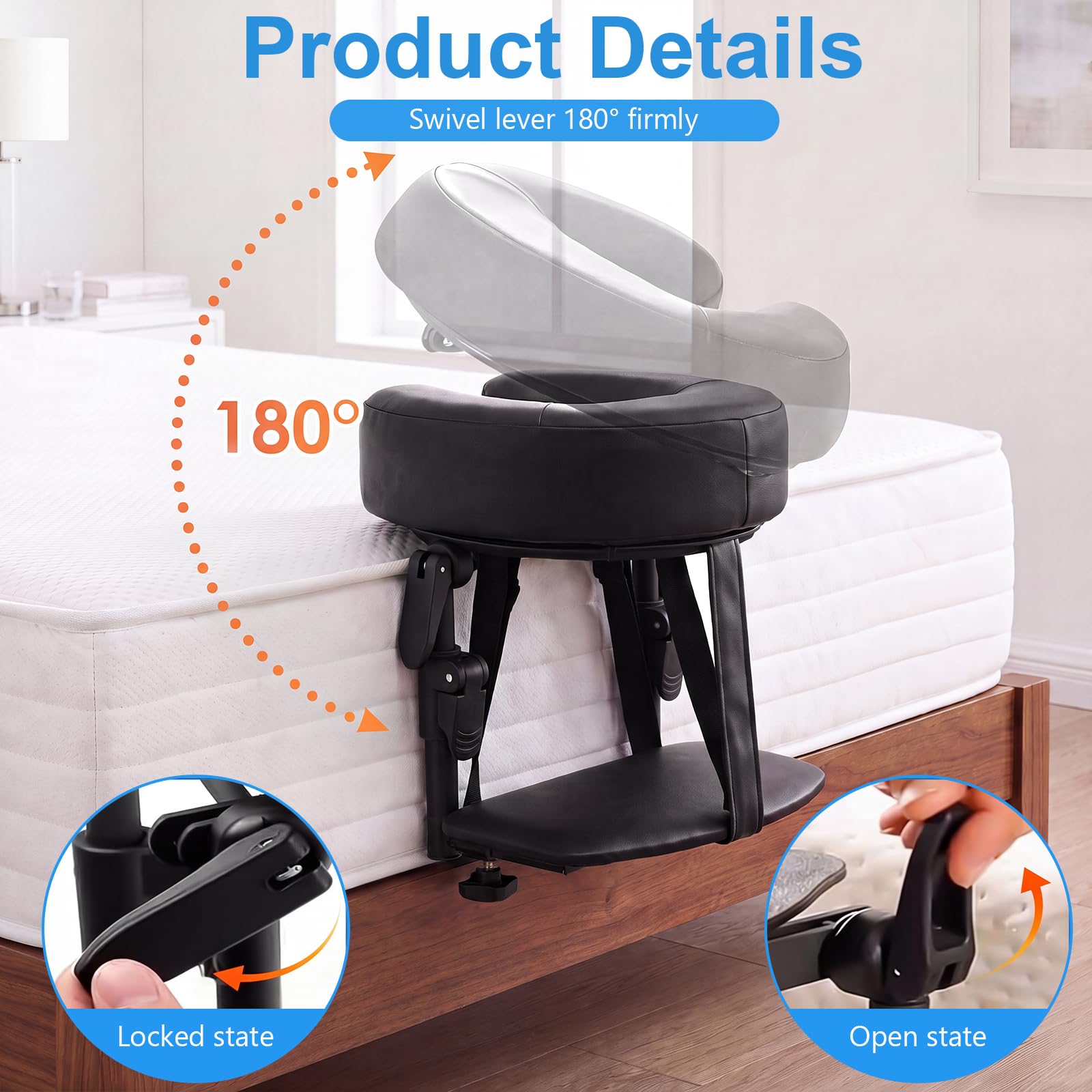 Massage Kopfstütze für Bett, Massagetisch Gesicht Wiege Mit Kissen, Massagekissen Kopf Loch, Massage Headrest for Bed für Matratzenstärke 14–45 cm