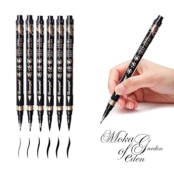 ONLINE Black Handlettering Set | 5 Calligraphy Pens In Black | With Brush Pen, Liner Tip And