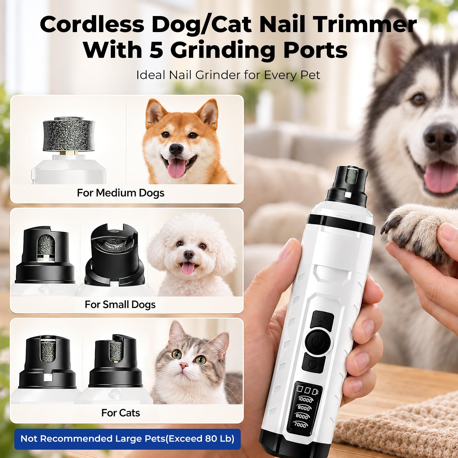Smerigliatrice per unghie ultra silenziosa per cani e gatti sensibili