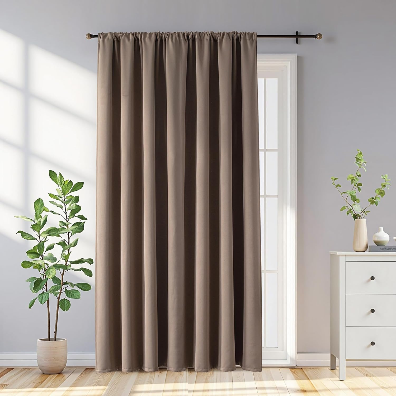 Blackout Curtains Customsize 1 Panel, Khaki Curtains Thermal Insulated Room Darkening Drapes for Bedroom, Rod Pocket Light Blocking Drapes Living Room(Custom Size, Khaki)