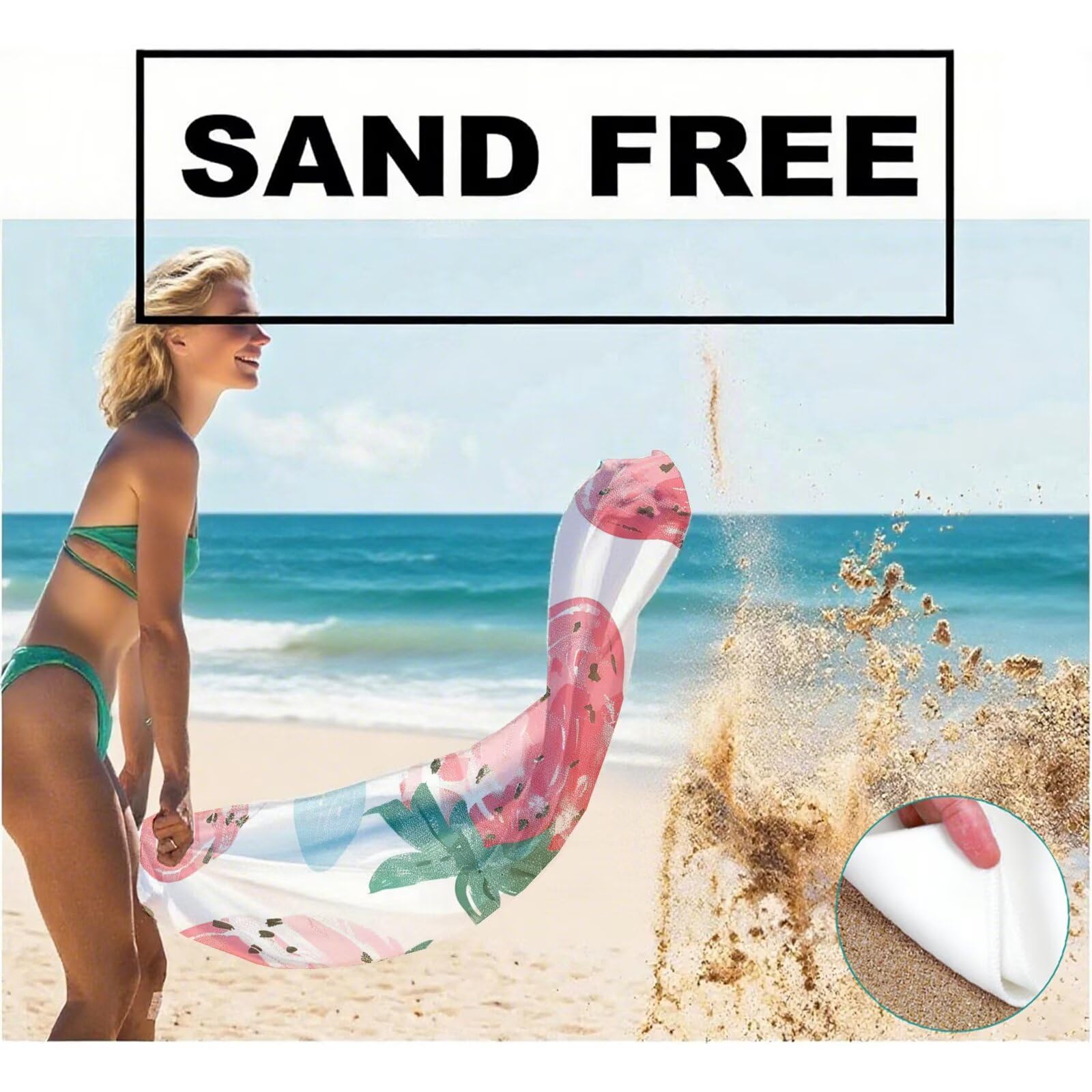 Serviette de Plage Microfibre Serviette Plage 100x150 cm 2 Pack Séchage Rapide, Anti-Sable, Absorbante Fonction drap de plage xxl pour Bain, Sport, Voyages, Sauna, Piscine, Yoga, avec Sac Fruit Q-259