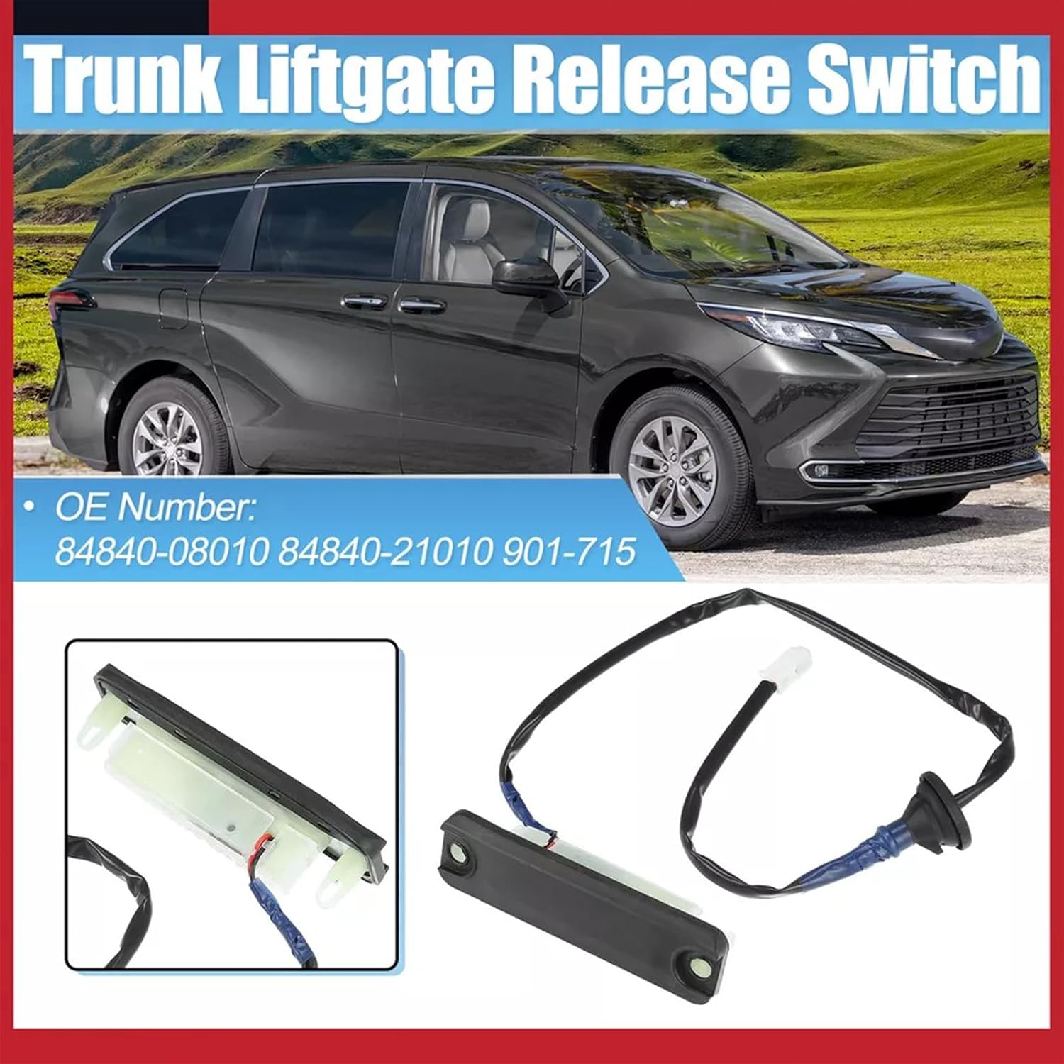 901-715 Trunk Liftgate Release Switch Compatible with Lexus GS350 GS450H GS460 LS460 LS600H RX330 2004-2012 TC 2005-2010 Sienna 2004-2010 Rear Tailgate Liftgate Control Switch # 84840-08010